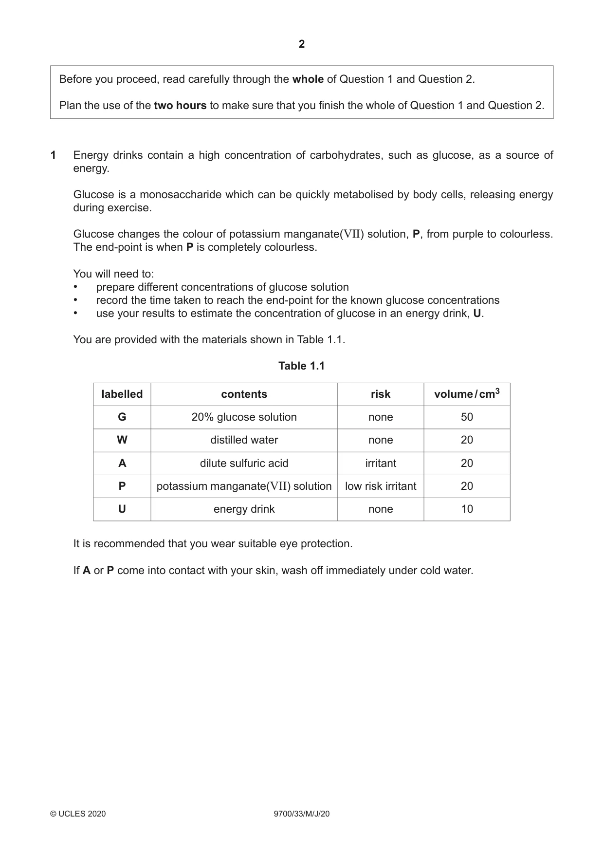 Cambridge A Level Biology 9700 2020 May/June Paper 3 · Variant 3 question paper, page 2 of 12