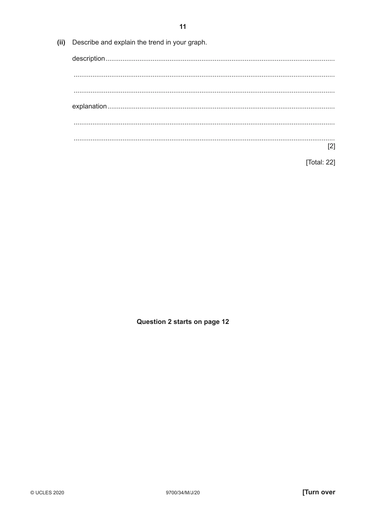 Cambridge A Level Biology 9700 2020 May/June Paper 3 · Variant 4 question paper, page 11 of 16