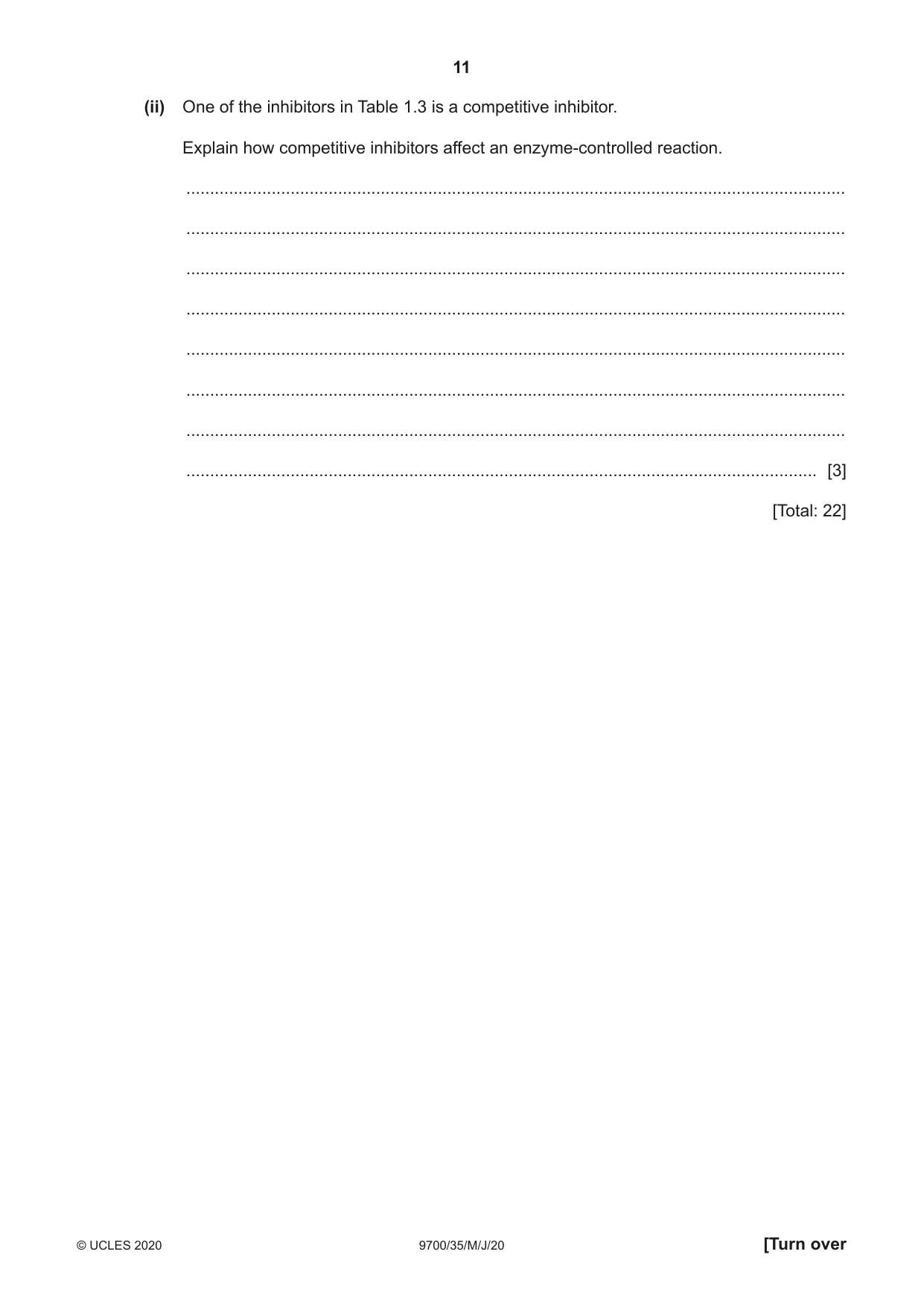 Cambridge A Level Biology 9700 2020 May/June Paper 3 · Variant 5 question paper, page 11 of 16