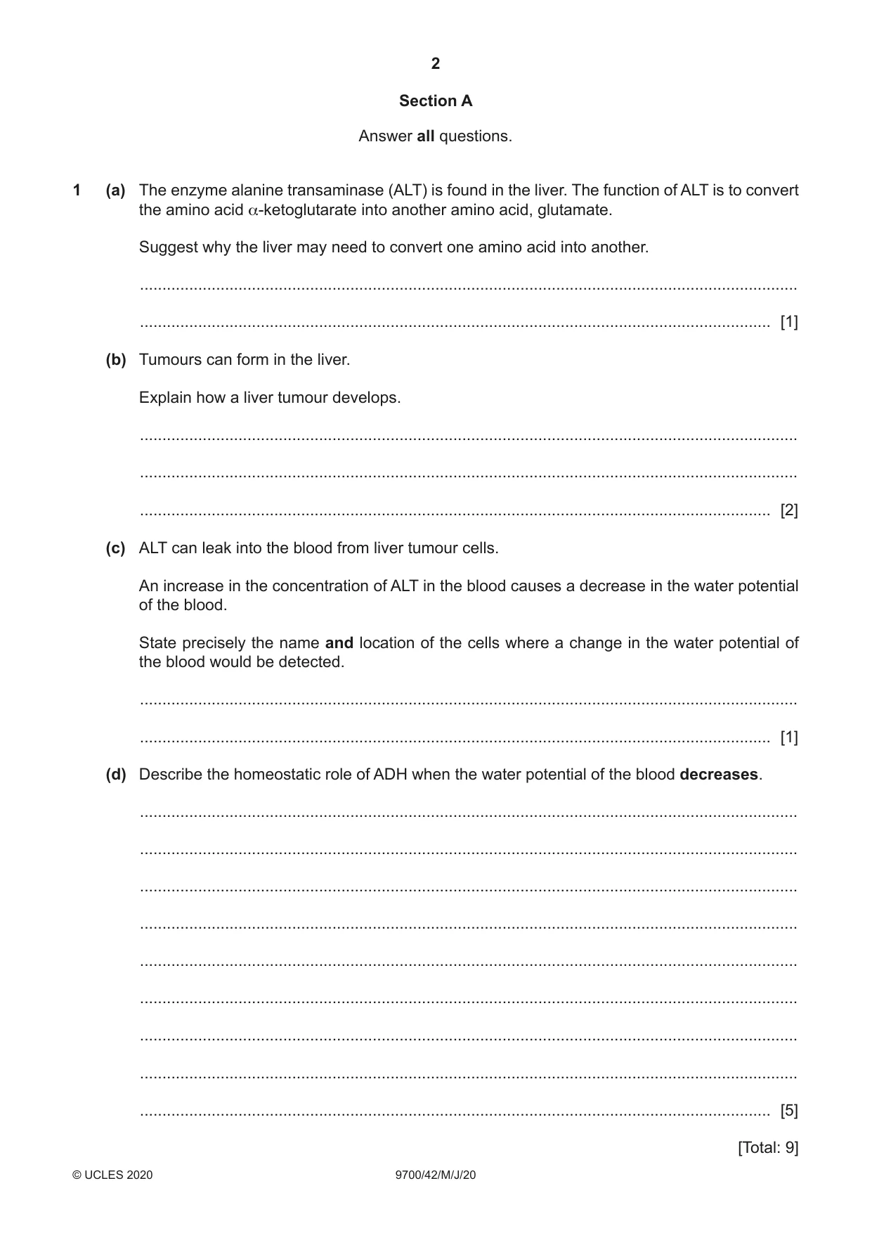 Cambridge A Level Biology 9700 2020 May/June Paper 4 · Variant 2 question paper, page 2 of 24