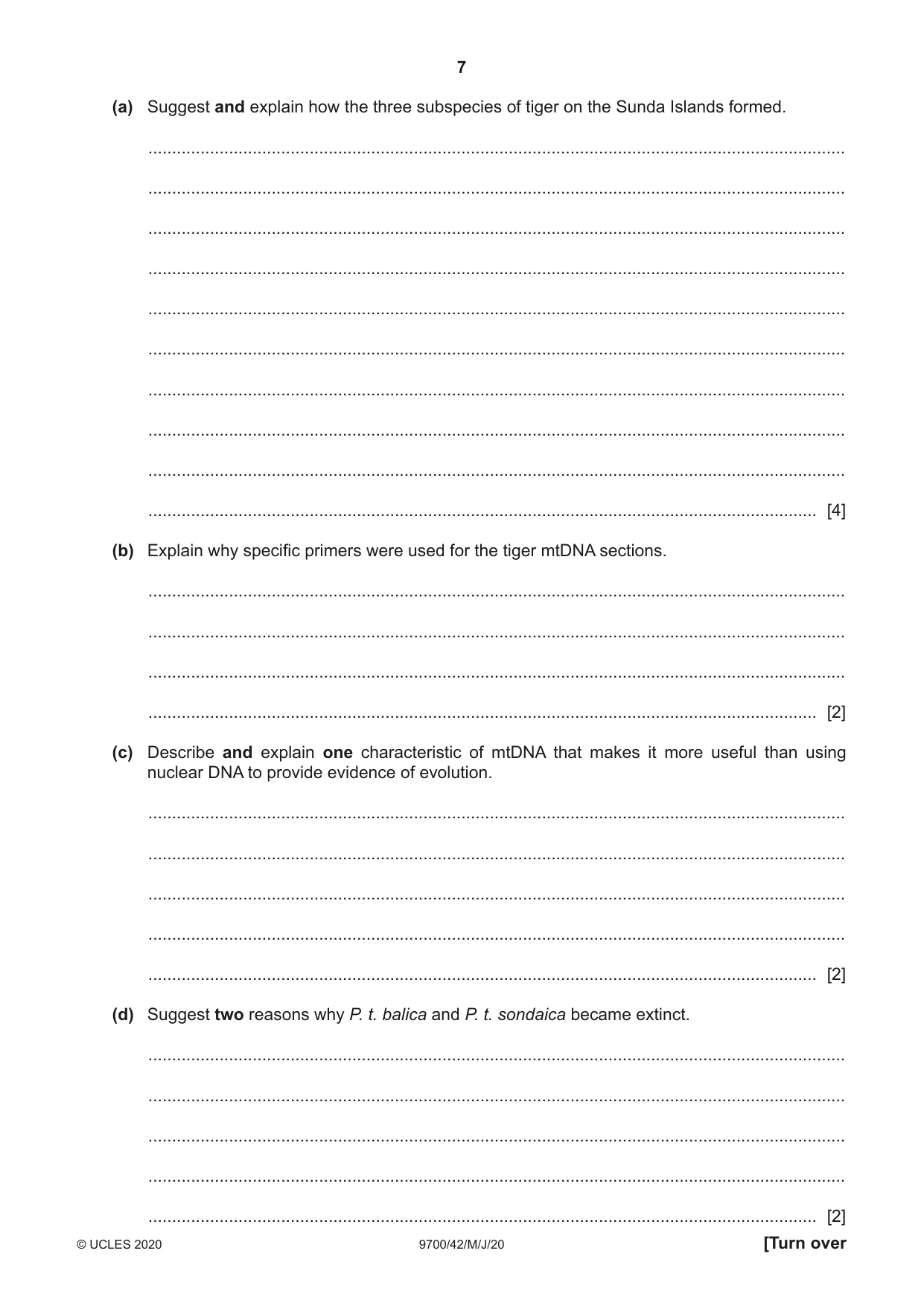 Cambridge A Level Biology 9700 2020 May/June Paper 4 · Variant 2 question paper, page 7 of 24