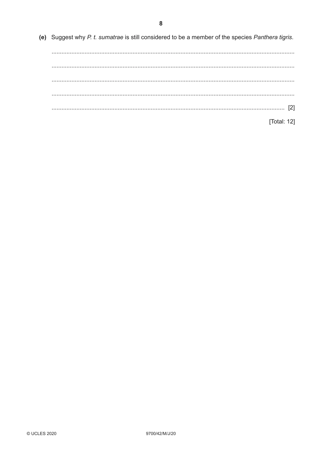 Cambridge A Level Biology 9700 2020 May/June Paper 4 · Variant 2 question paper, page 8 of 24