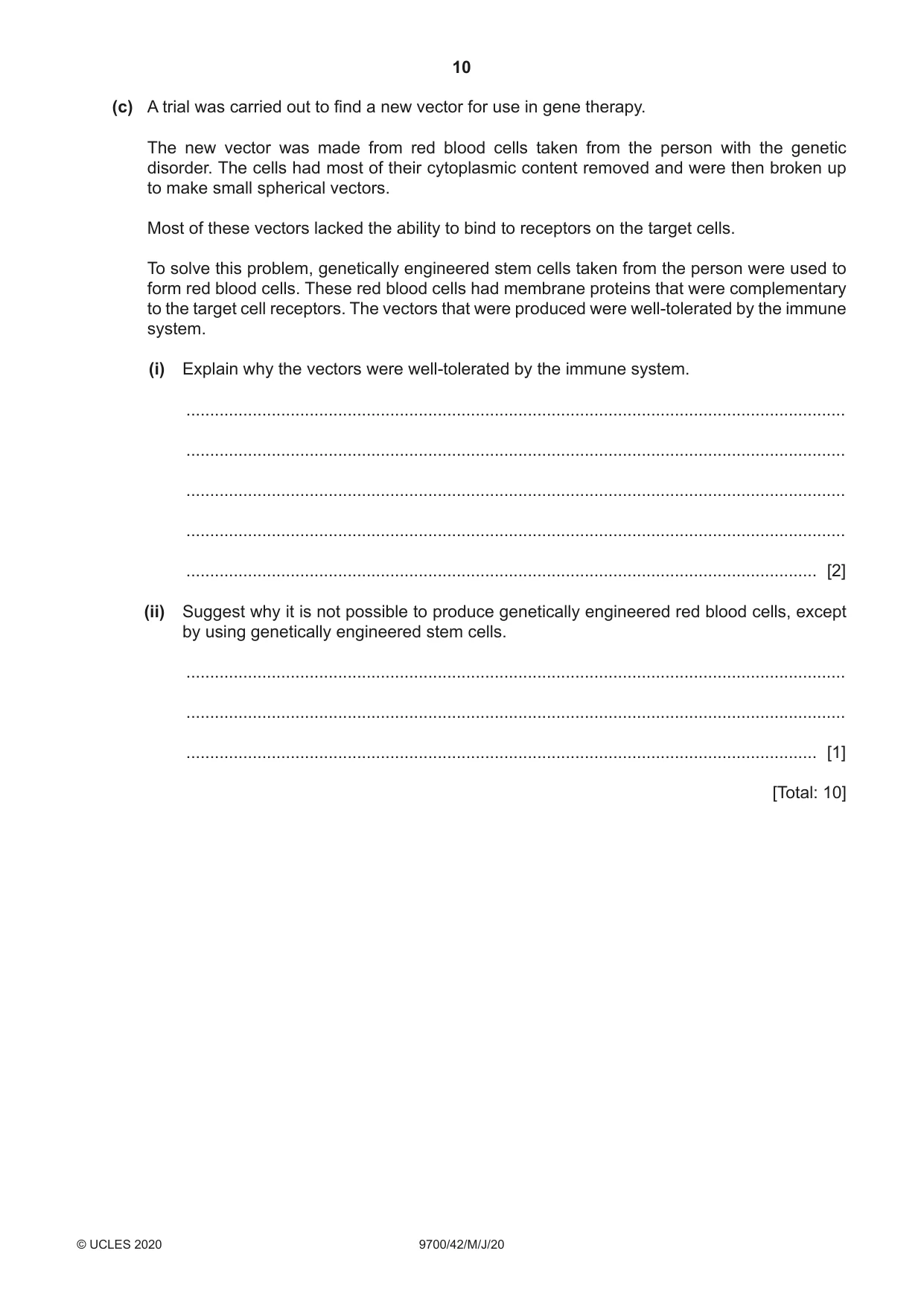 Cambridge A Level Biology 9700 2020 May/June Paper 4 · Variant 2 question paper, page 10 of 24