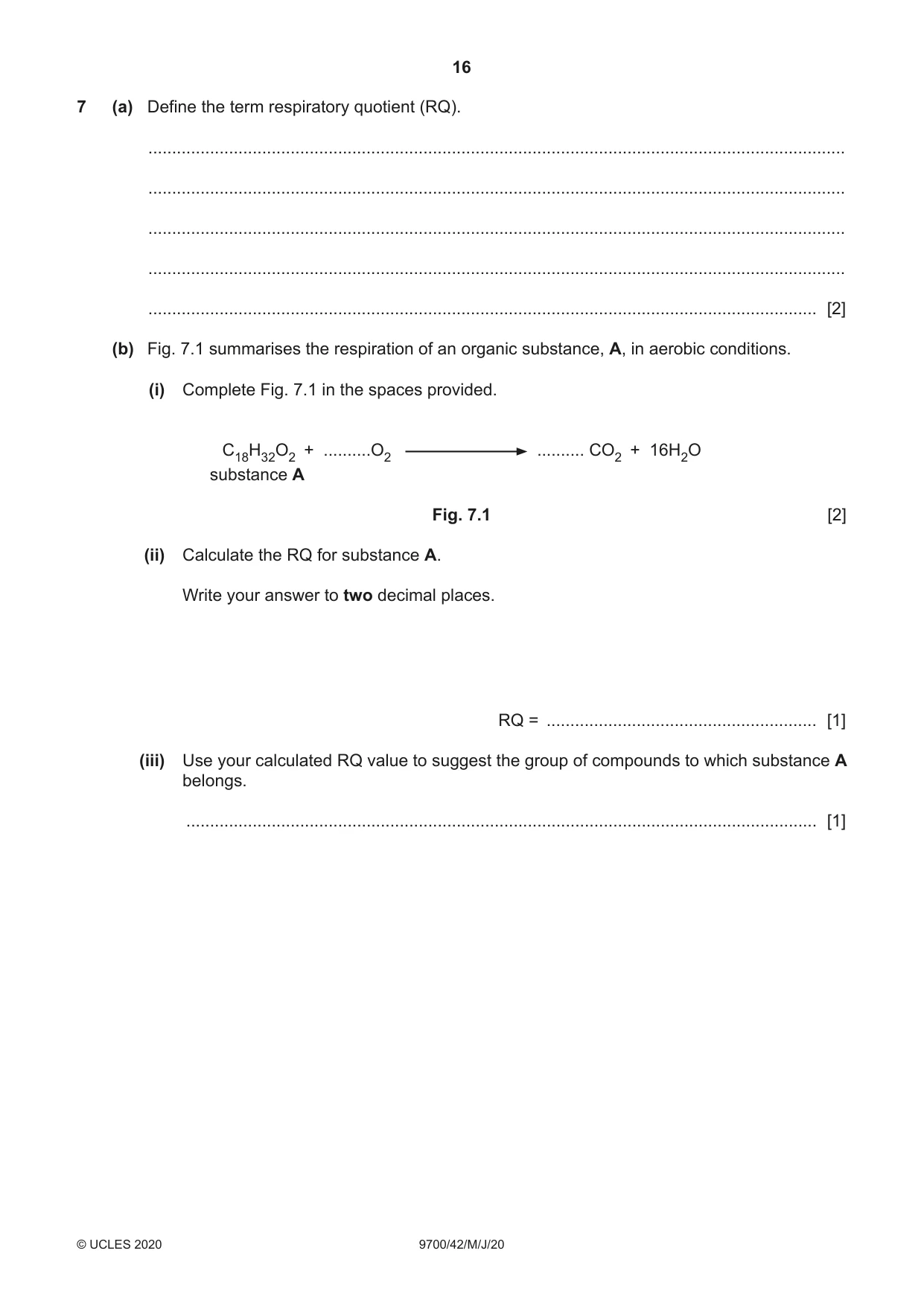 Cambridge A Level Biology 9700 2020 May/June Paper 4 · Variant 2 question paper, page 16 of 24