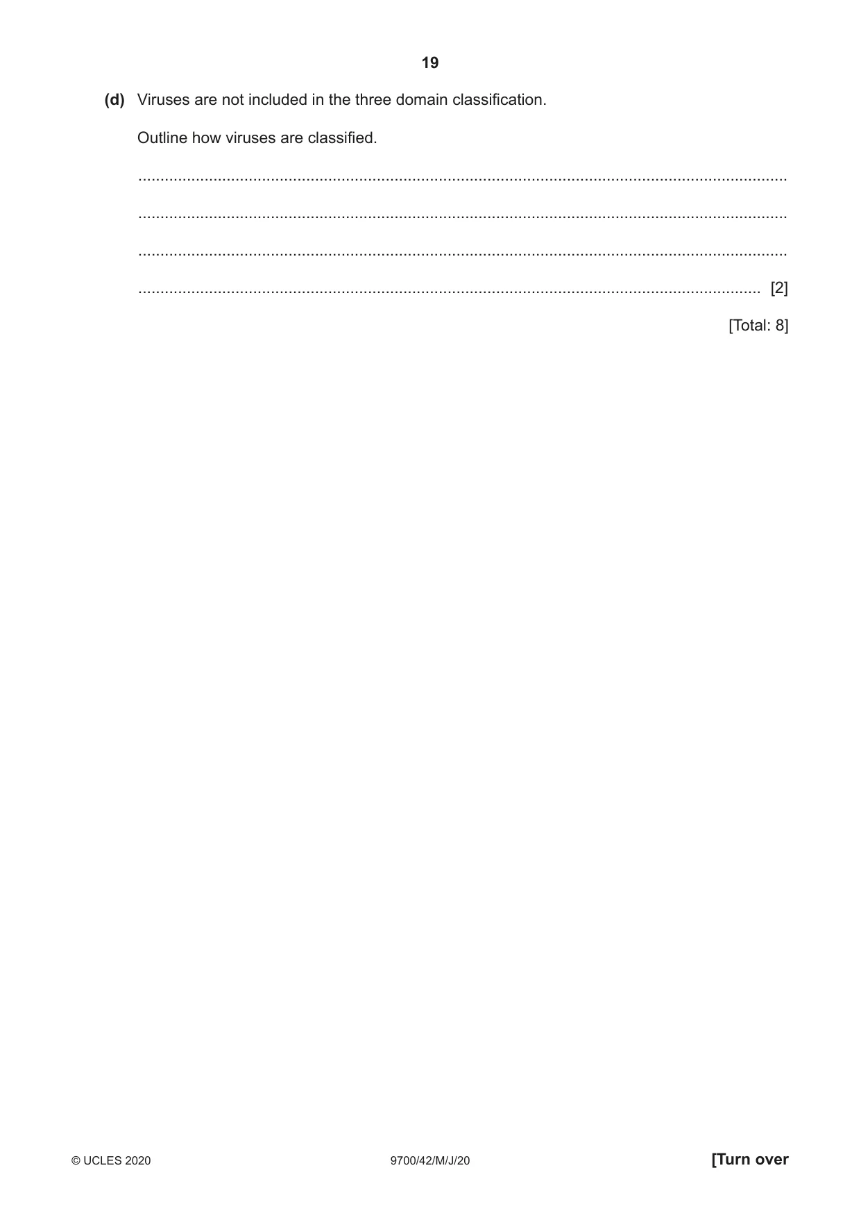 Cambridge A Level Biology 9700 2020 May/June Paper 4 · Variant 2 question paper, page 19 of 24