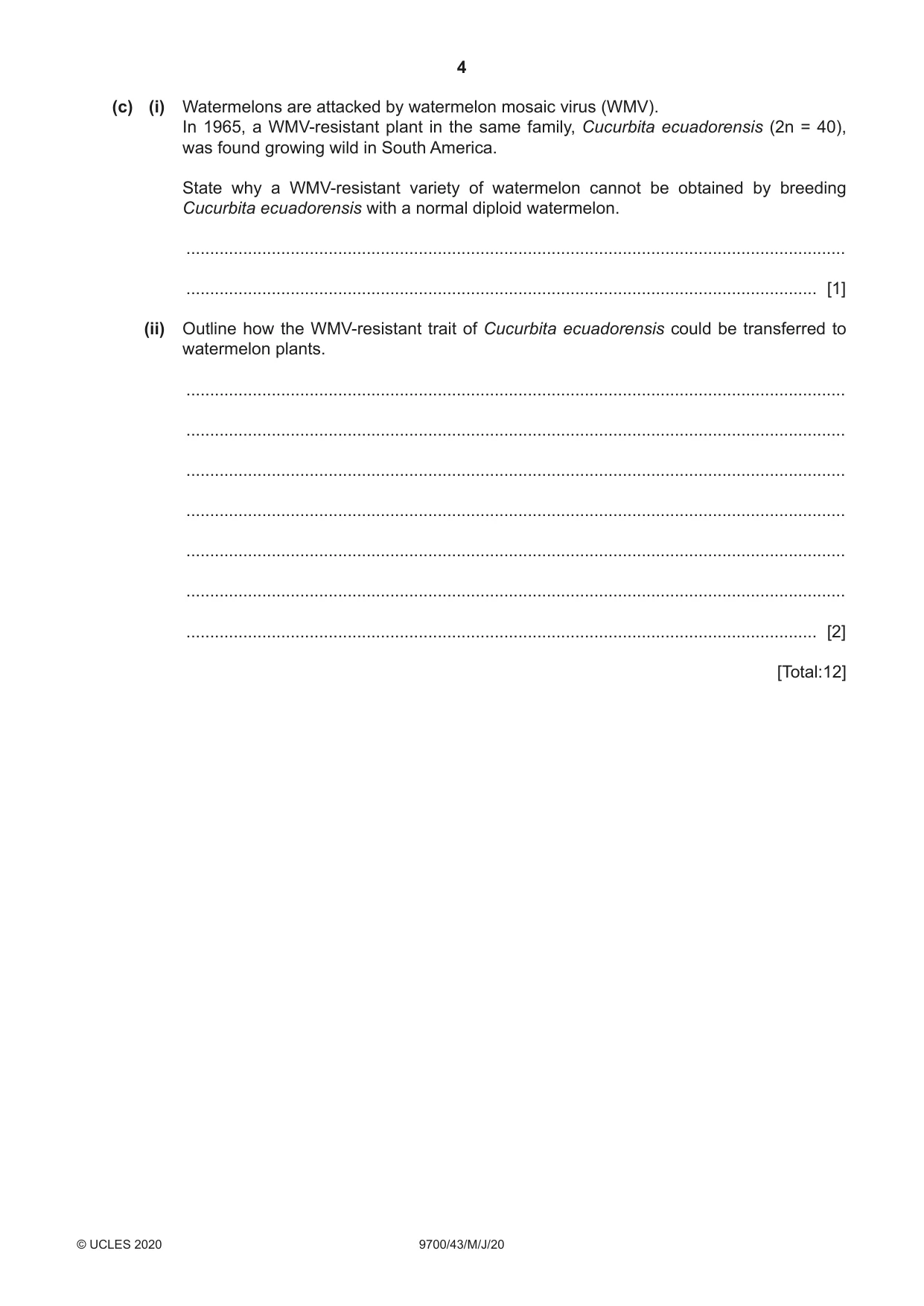 Cambridge A Level Biology 9700 2020 May/June Paper 4 · Variant 3 question paper, page 4 of 24
