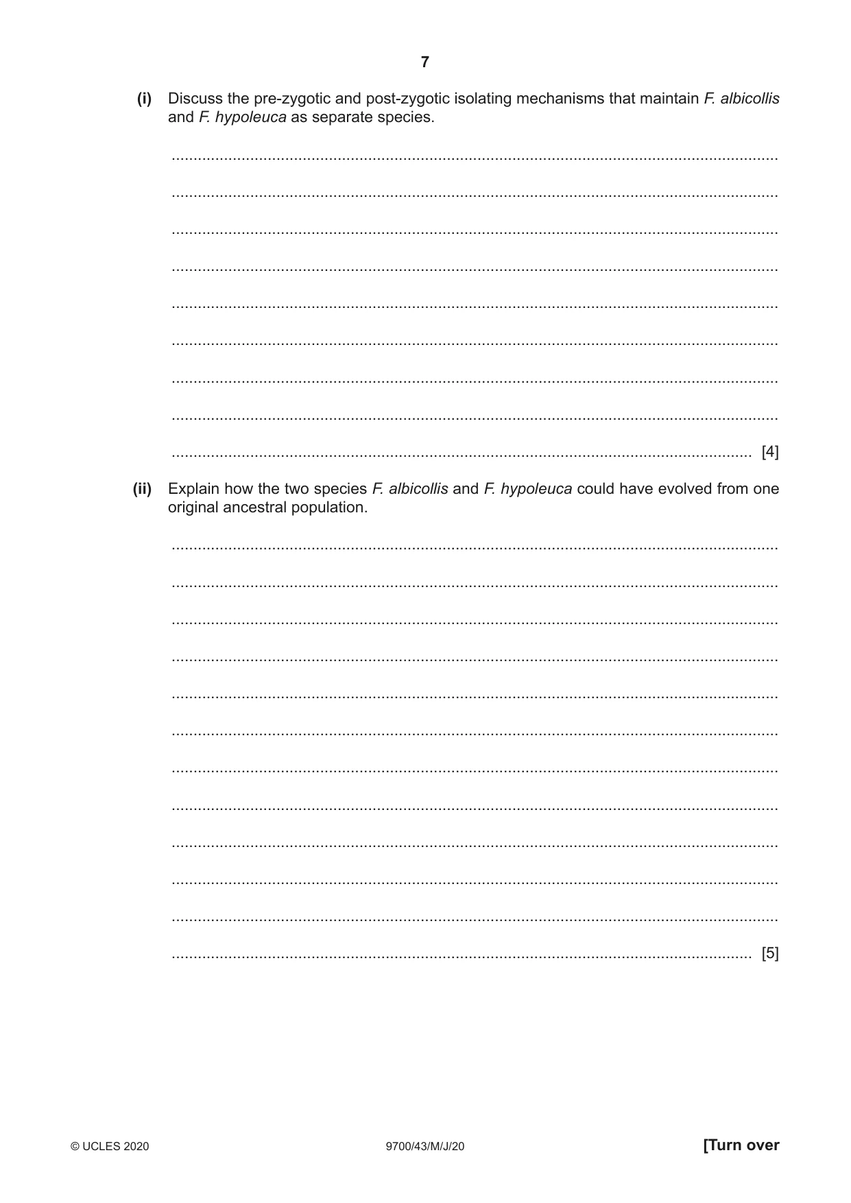 Cambridge A Level Biology 9700 2020 May/June Paper 4 · Variant 3 question paper, page 7 of 24
