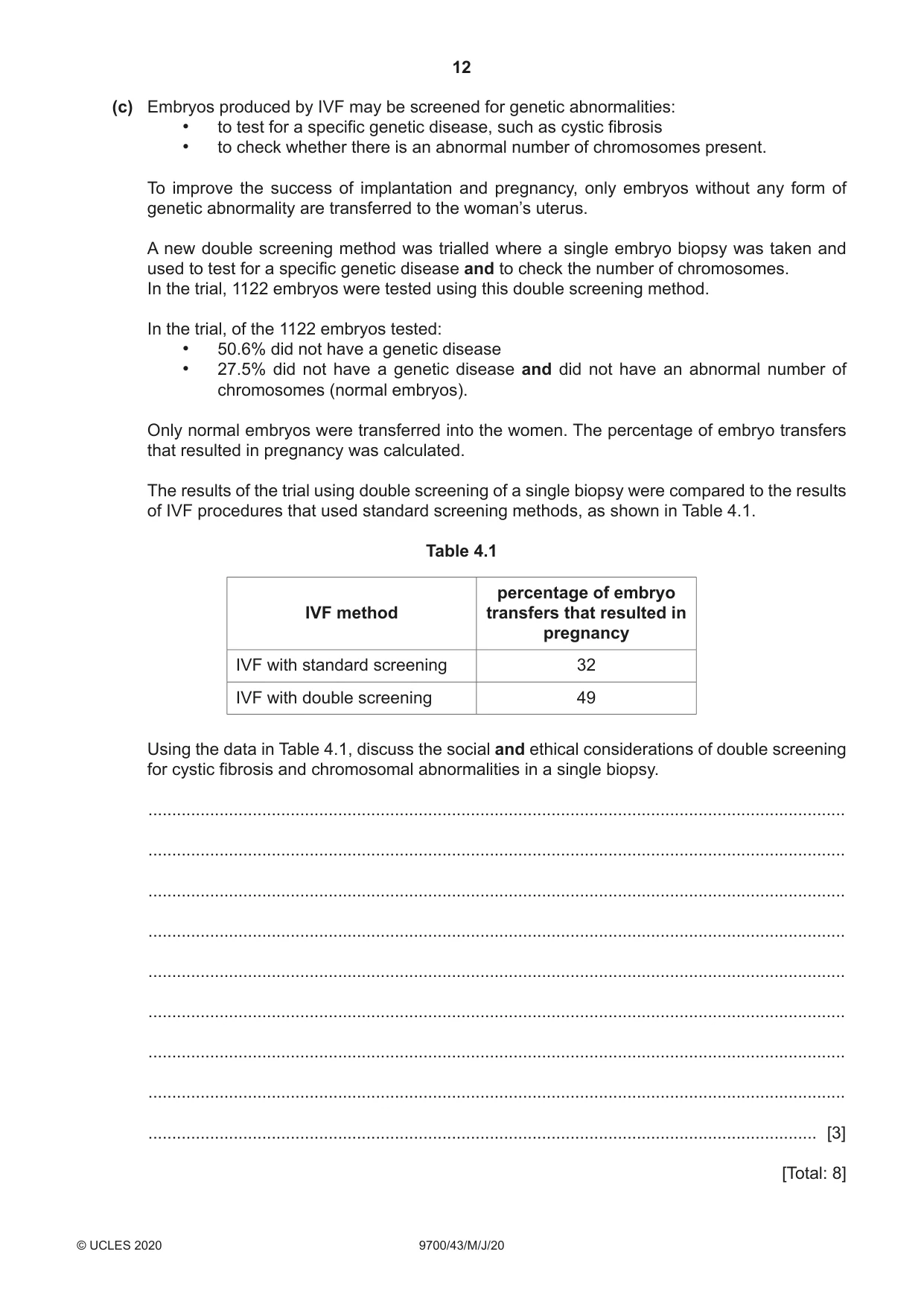 Cambridge A Level Biology 9700 2020 May/June Paper 4 · Variant 3 question paper, page 12 of 24