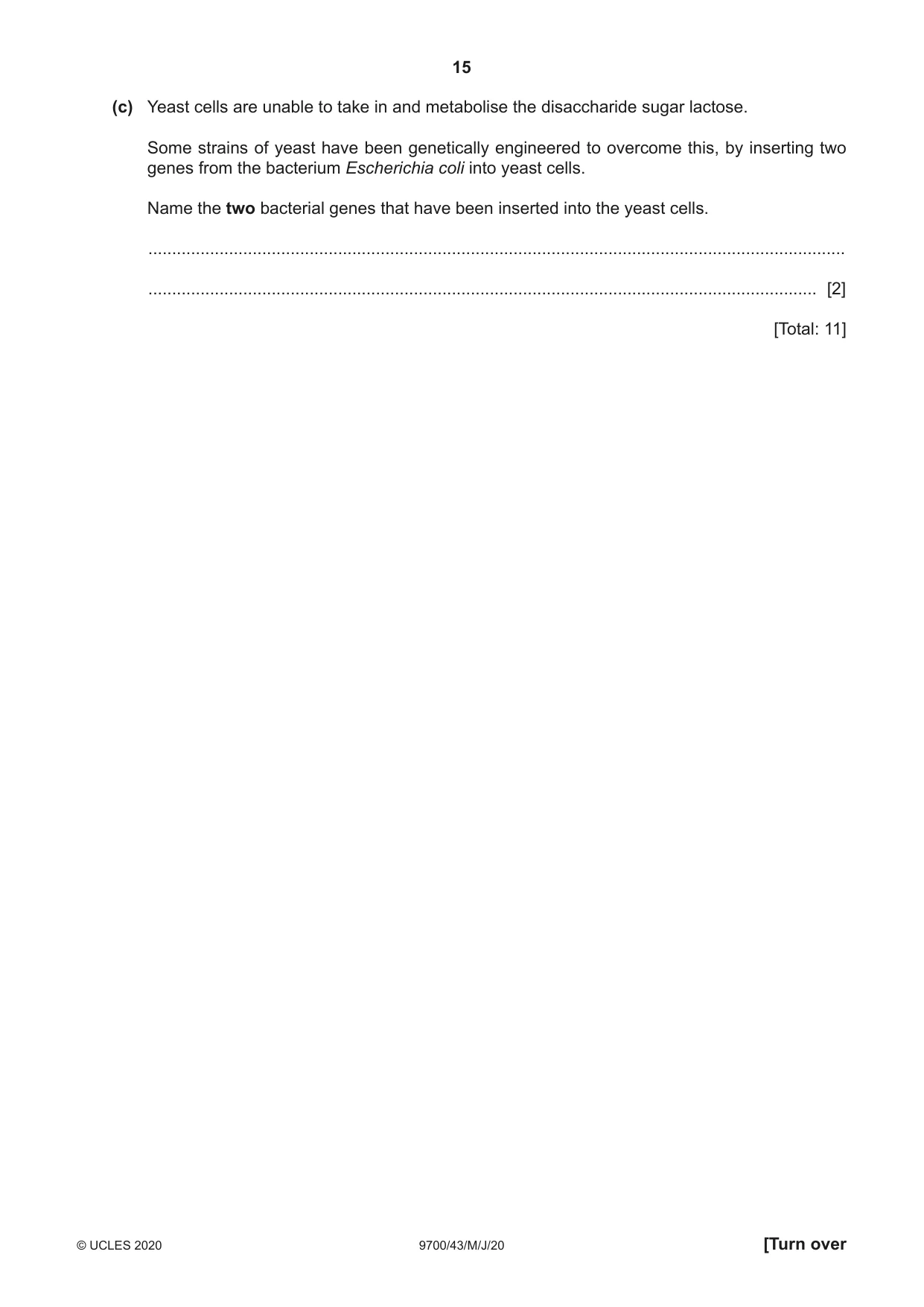 Cambridge A Level Biology 9700 2020 May/June Paper 4 · Variant 3 question paper, page 15 of 24