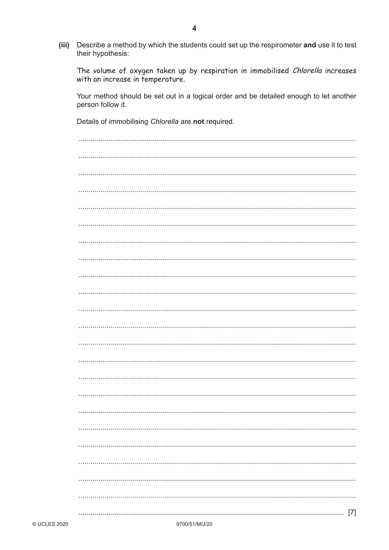 Cambridge A Level Biology 9700 2020 May/June Paper 5 · Variant 1 question paper, page 4 of 12