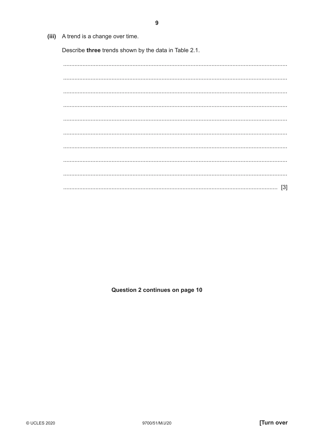 Cambridge A Level Biology 9700 2020 May/June Paper 5 · Variant 1 question paper, page 9 of 12