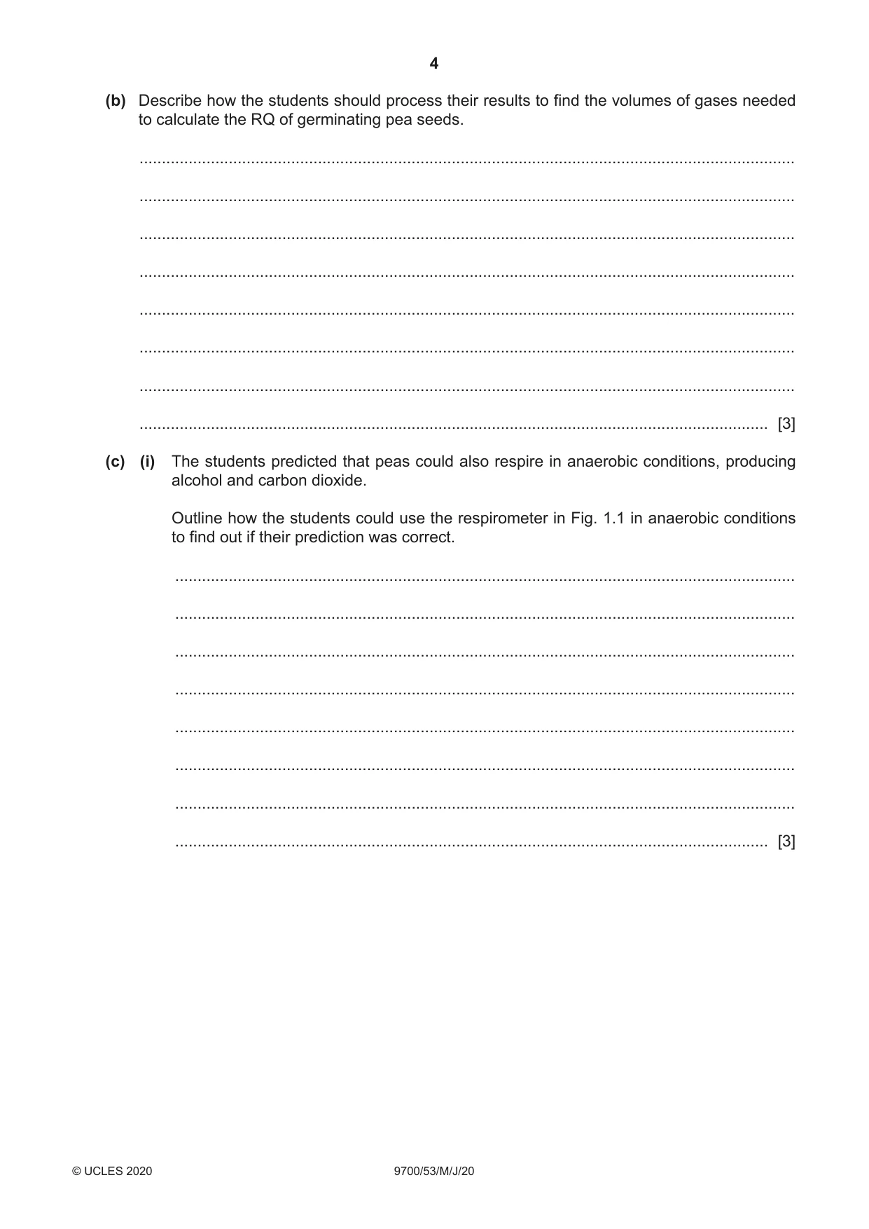 Cambridge A Level Biology 9700 2020 May/June Paper 5 · Variant 3 question paper, page 4 of 12