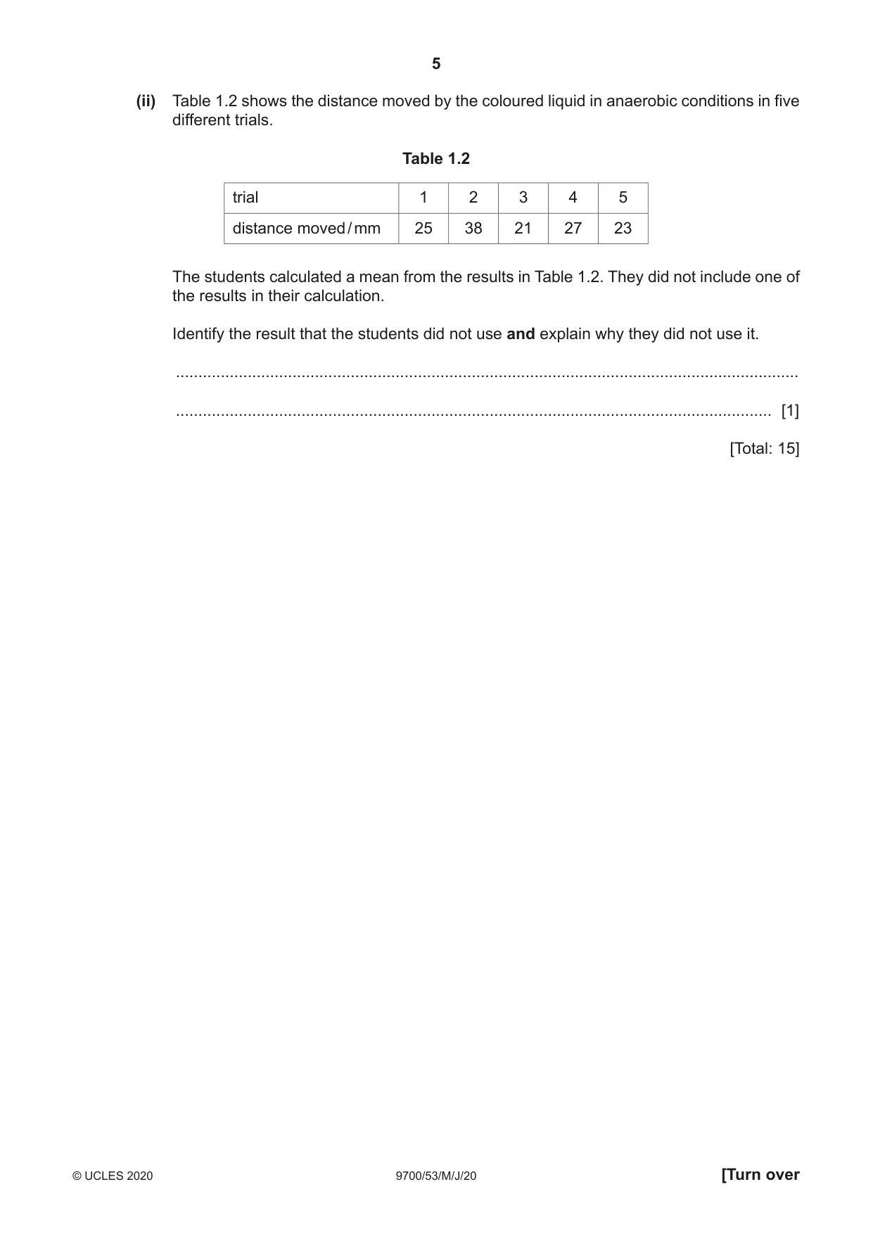 Cambridge A Level Biology 9700 2020 May/June Paper 5 · Variant 3 question paper, page 5 of 12