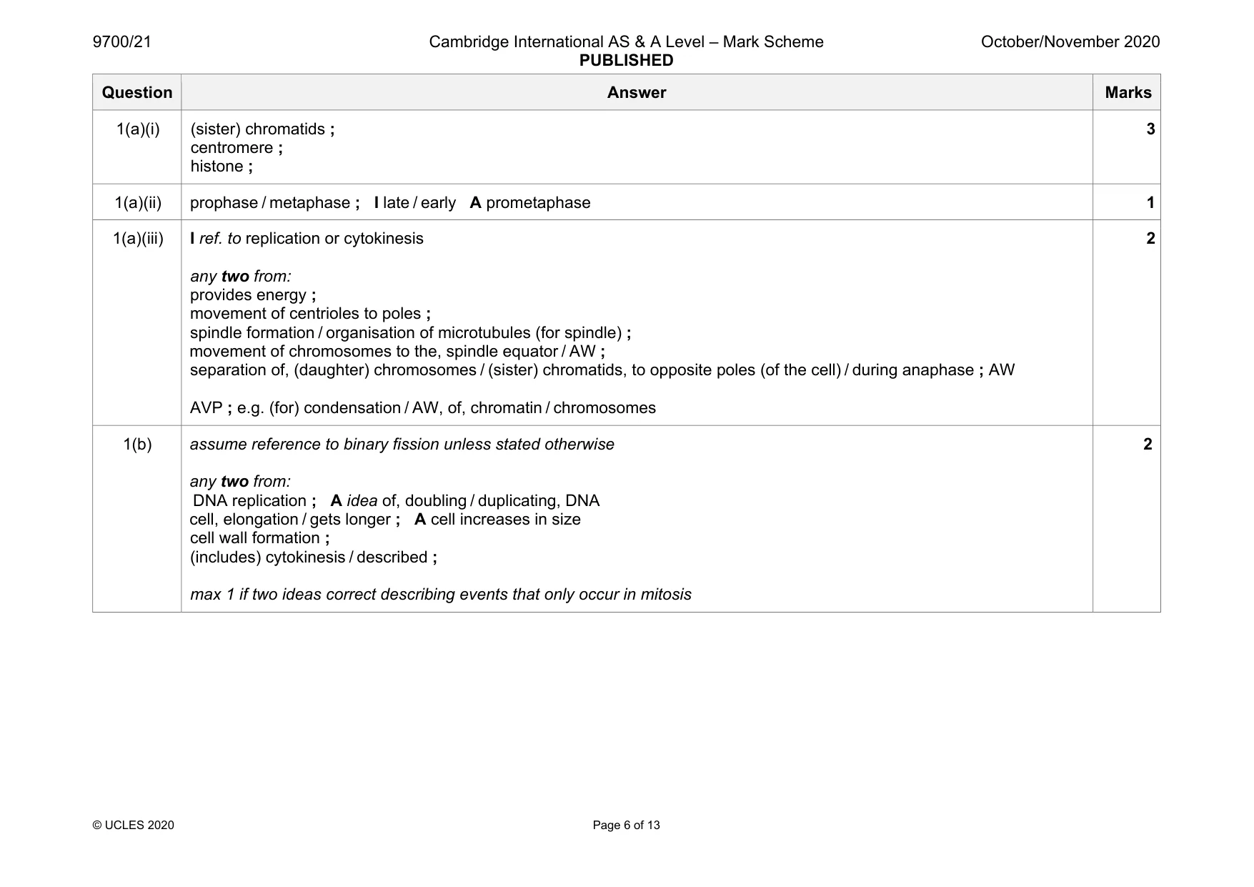 Mark scheme, page 6 of 13