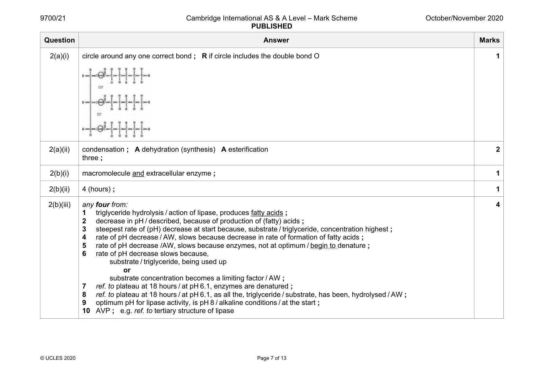 Mark scheme, page 7 of 13