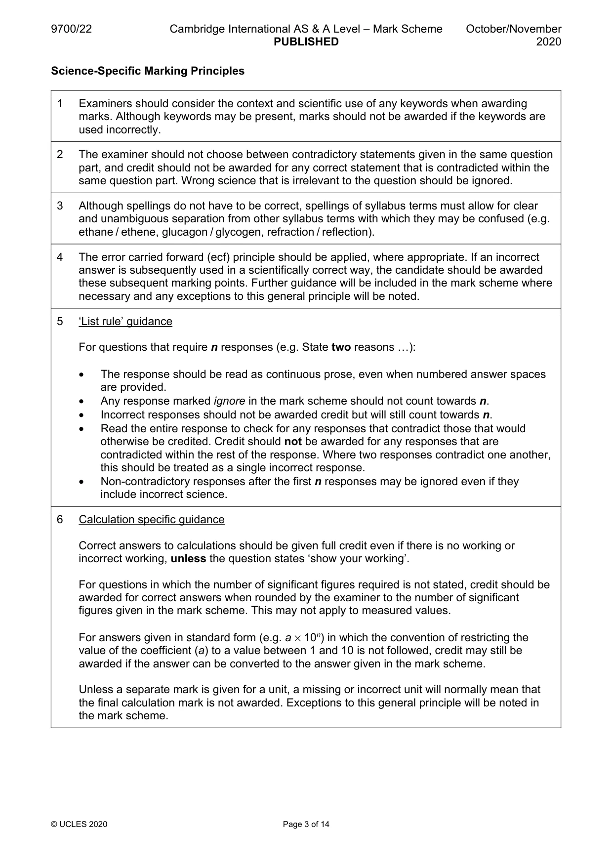 Mark scheme, page 3 of 14