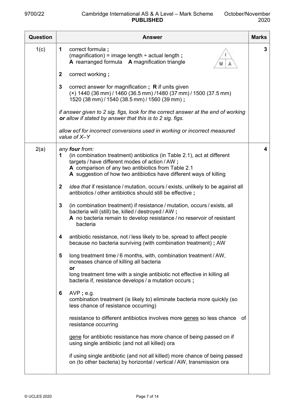 Mark scheme, page 7 of 14