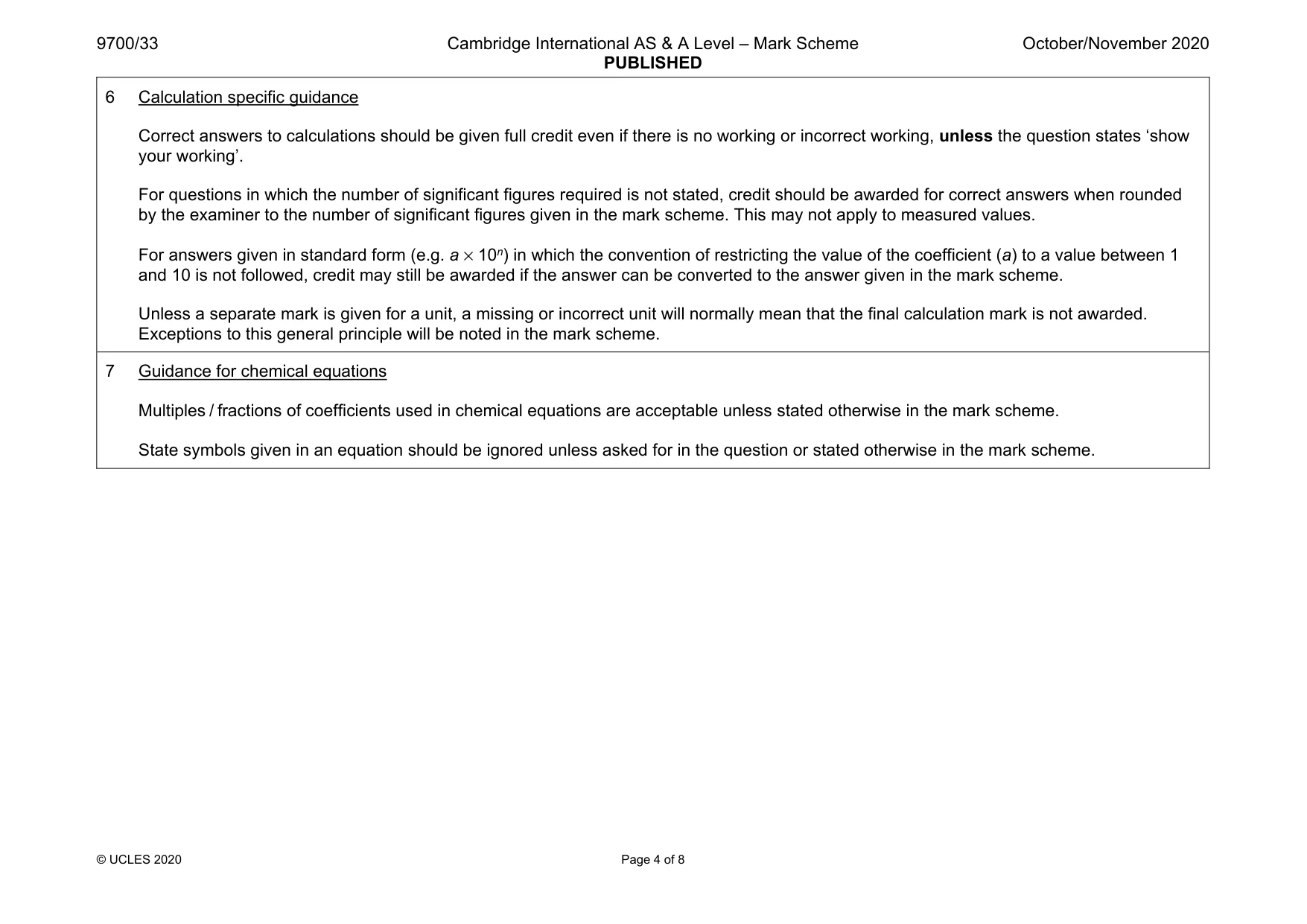 Mark scheme, page 4 of 8