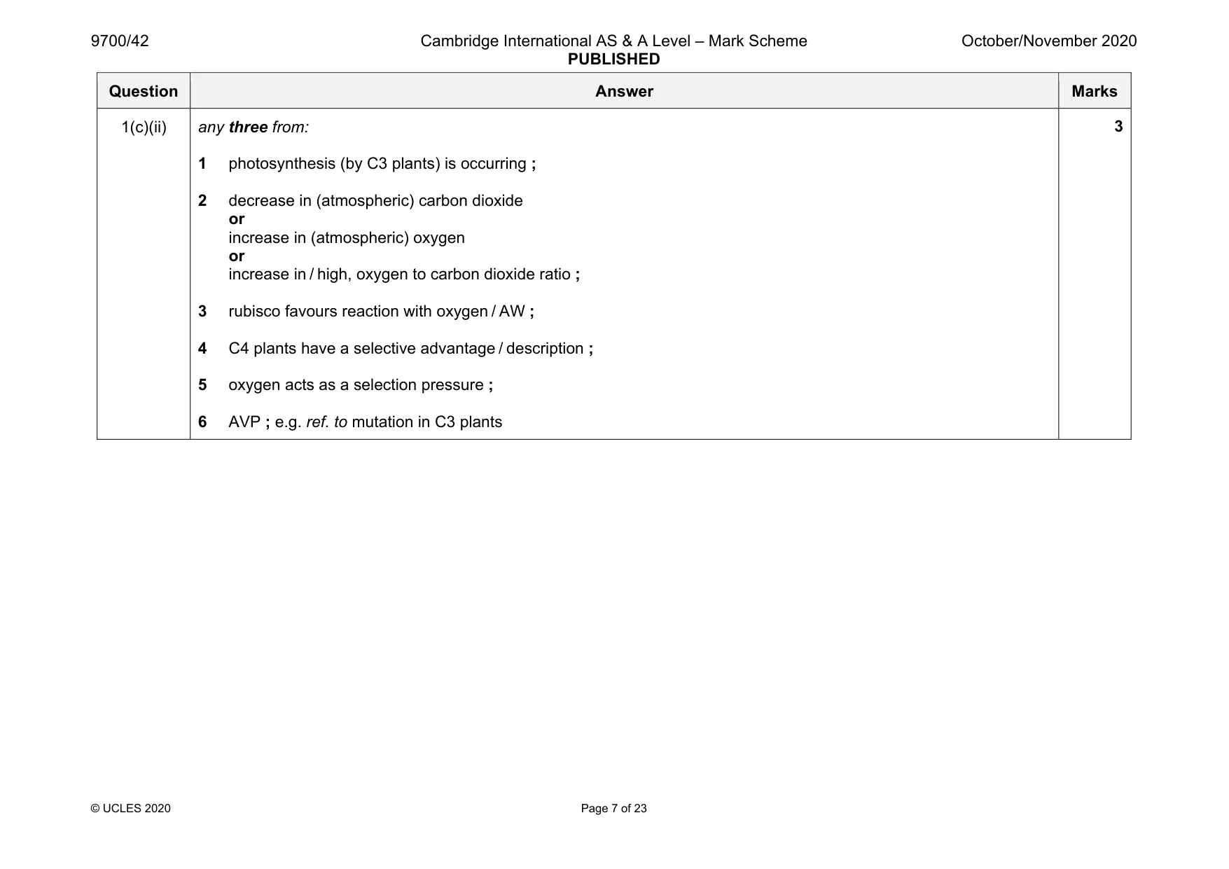 Mark scheme, page 7 of 23