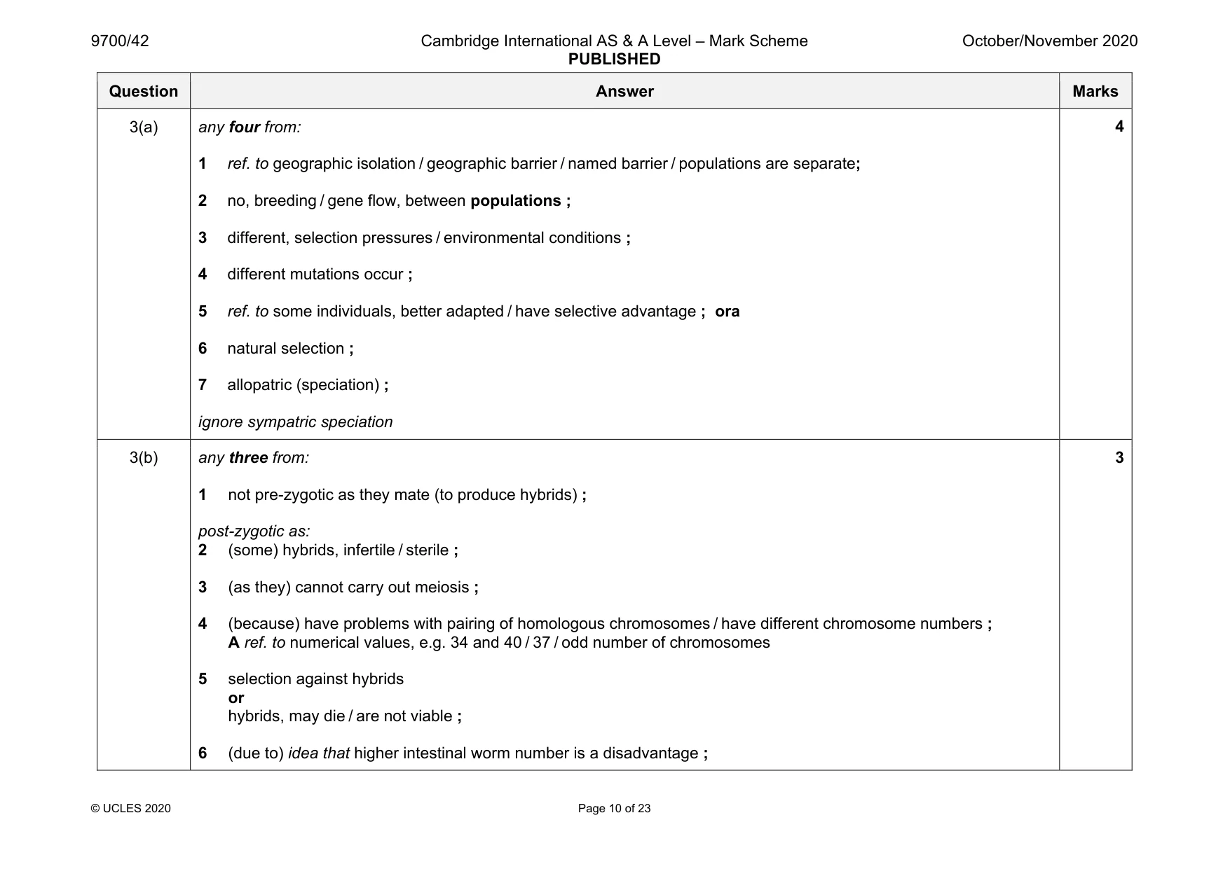 Mark scheme, page 10 of 23