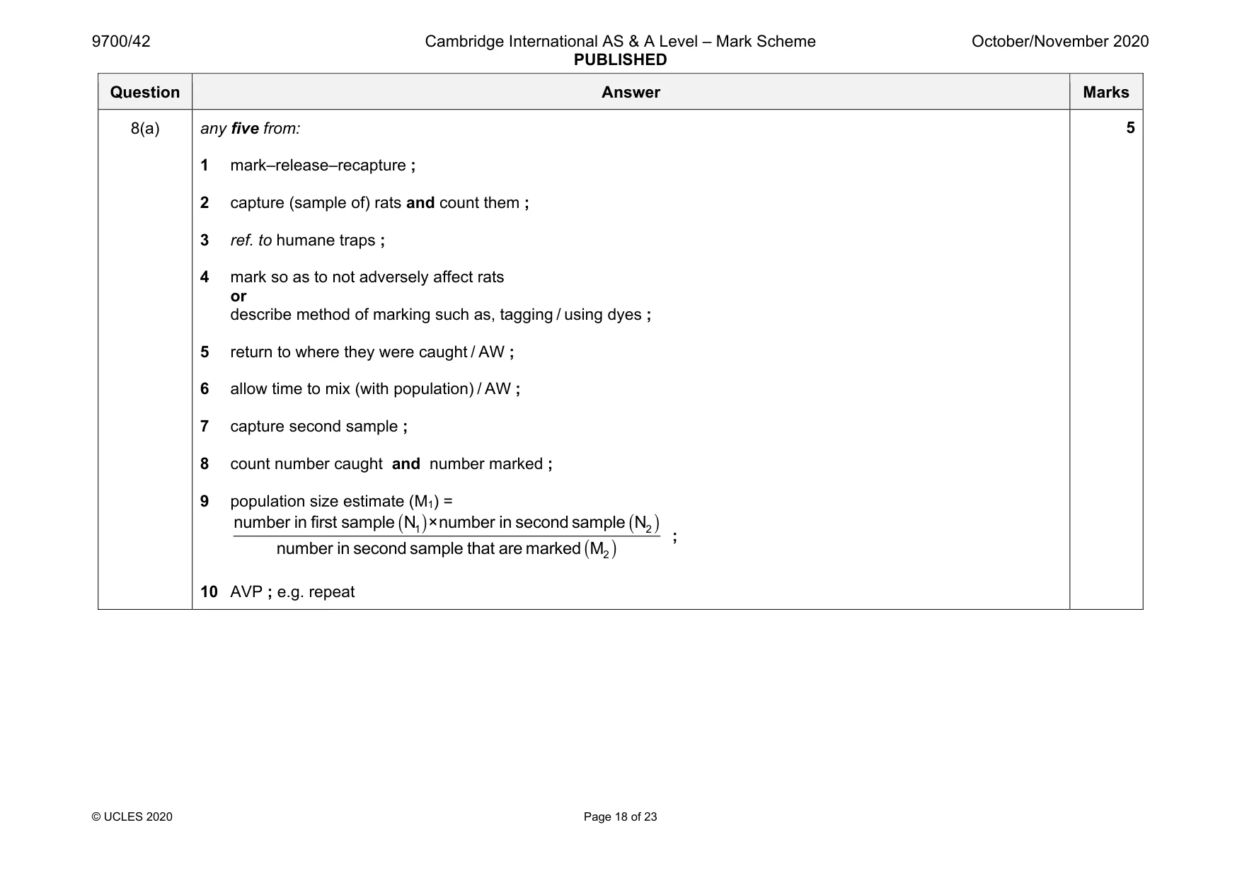 Mark scheme, page 18 of 23