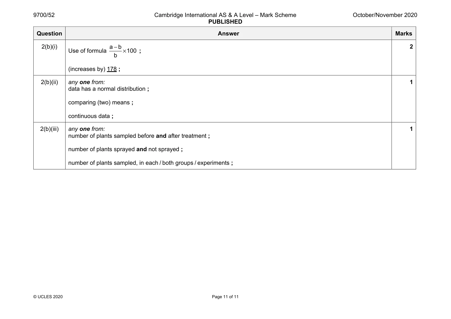 Mark scheme, page 11 of 11