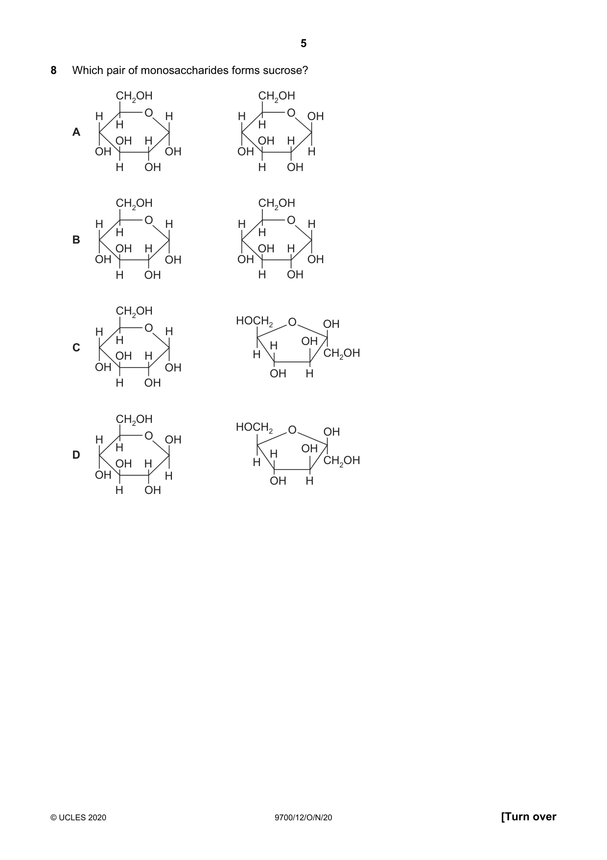 Cambridge A Level Biology 9700 2020 Oct/Nov Paper 1 · Variant 2 question paper, page 5 of 16