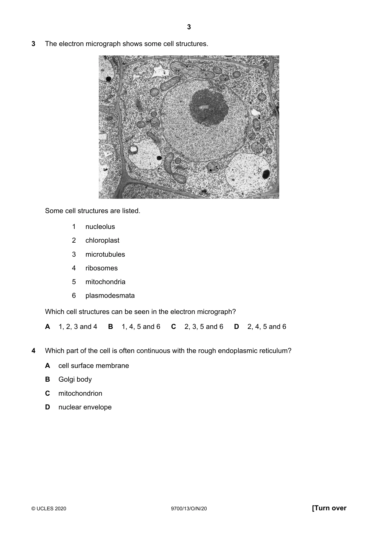 Cambridge A Level Biology 9700 2020 Oct/Nov Paper 1 · Variant 3 question paper, page 3 of 16