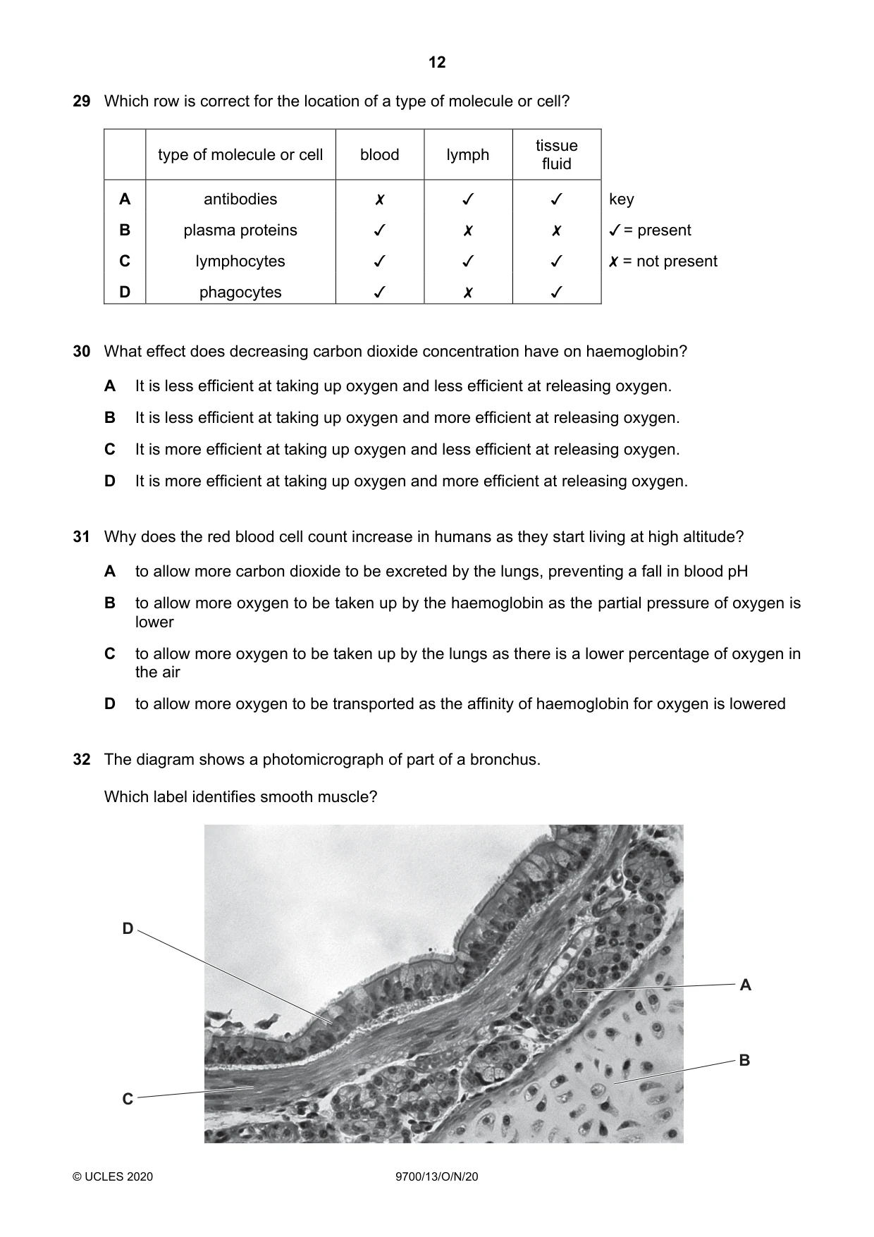 Cambridge A Level Biology 9700 2020 Oct/Nov Paper 1 · Variant 3 question paper, page 12 of 16