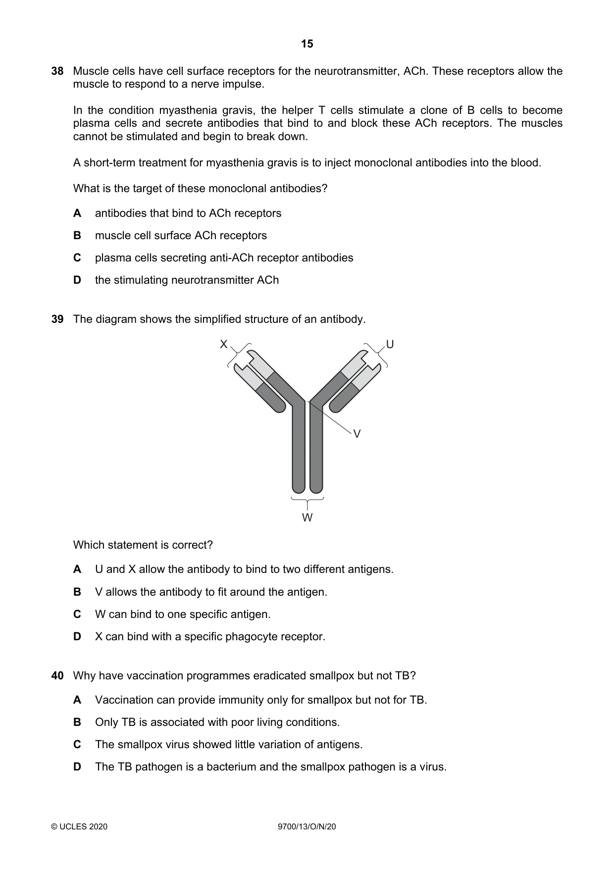 Cambridge A Level Biology 9700 2020 Oct/Nov Paper 1 · Variant 3 question paper, page 15 of 16