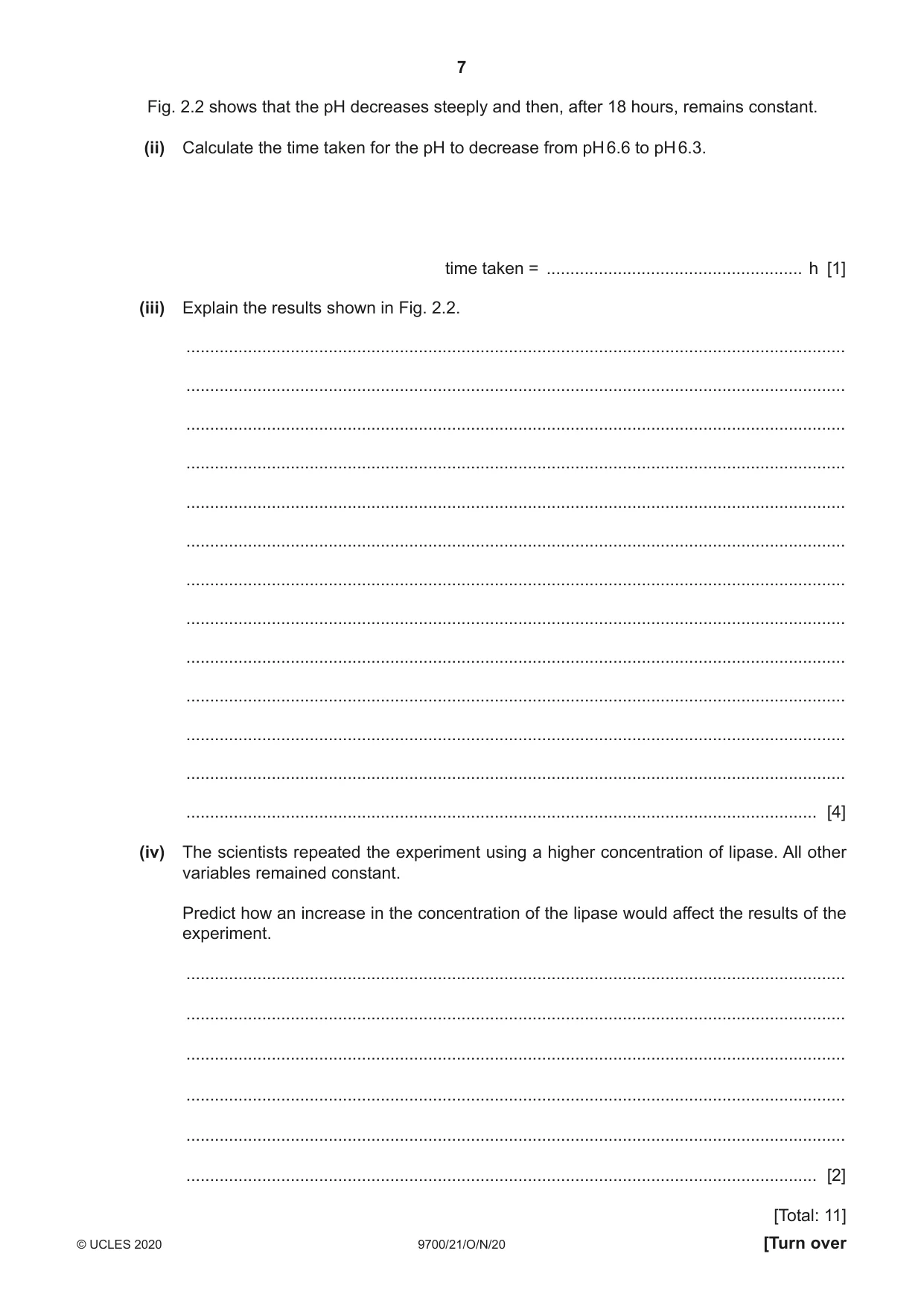Cambridge A Level Biology 9700 2020 Oct/Nov Paper 2 · Variant 1 question paper, page 7 of 16