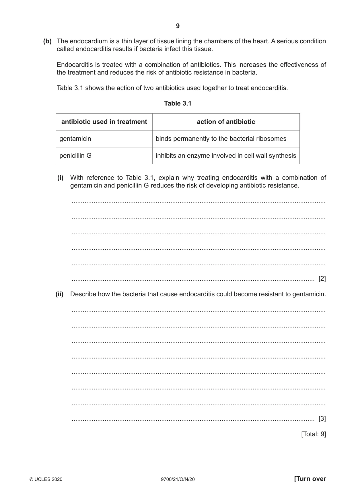 Cambridge A Level Biology 9700 2020 Oct/Nov Paper 2 · Variant 1 question paper, page 9 of 16