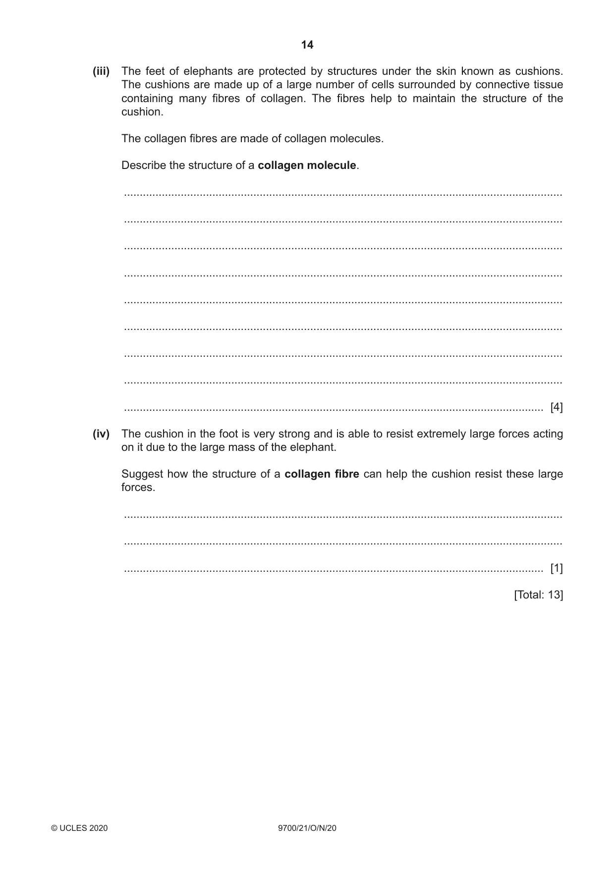 Cambridge A Level Biology 9700 2020 Oct/Nov Paper 2 · Variant 1 question paper, page 14 of 16