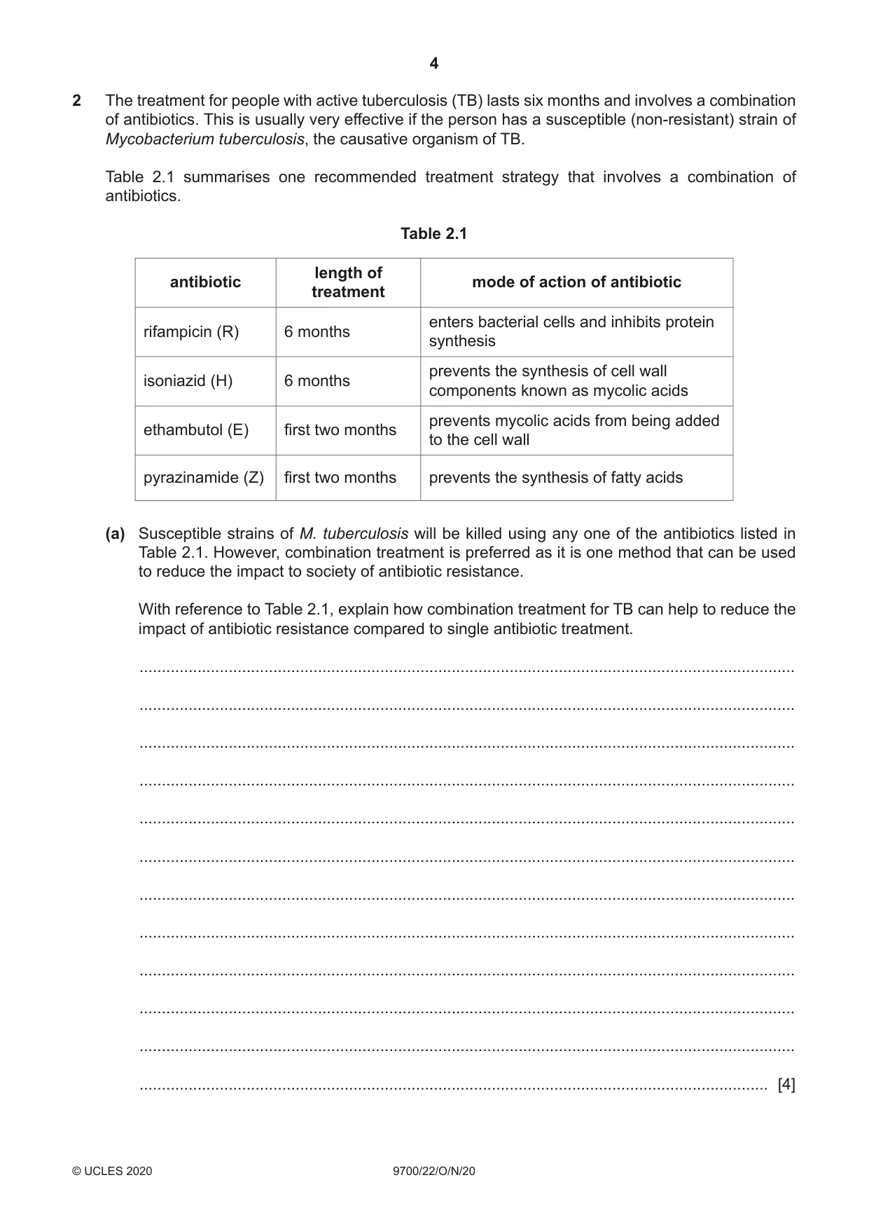 Cambridge A Level Biology 9700 2020 Oct/Nov Paper 2 · Variant 2 question paper, page 4 of 20