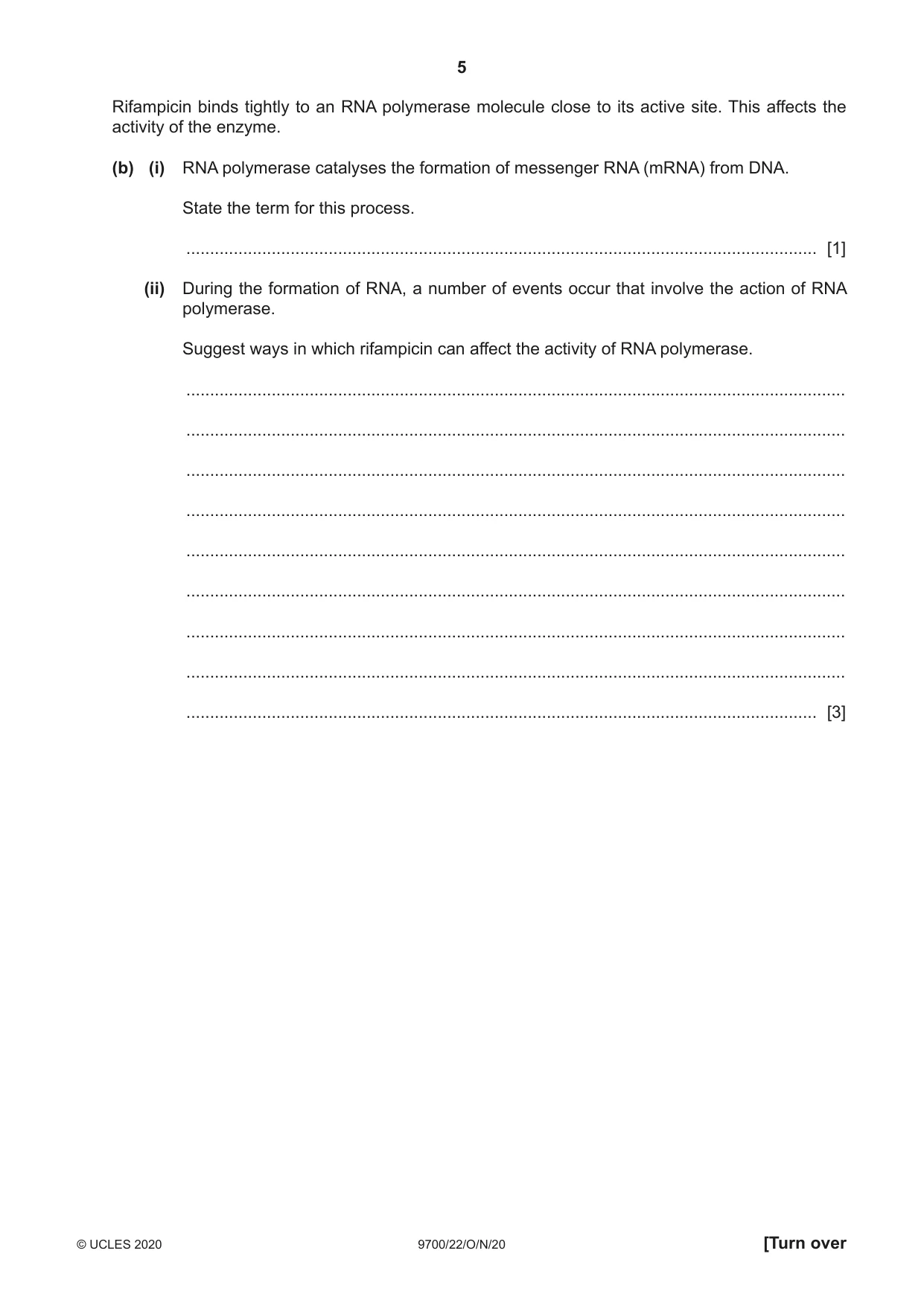 Cambridge A Level Biology 9700 2020 Oct/Nov Paper 2 · Variant 2 question paper, page 5 of 20