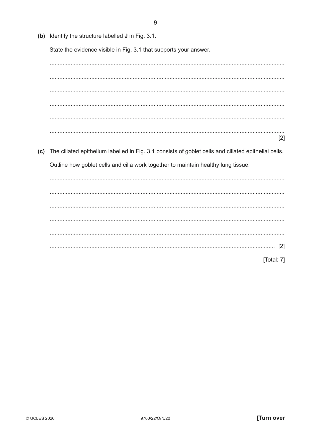 Cambridge A Level Biology 9700 2020 Oct/Nov Paper 2 · Variant 2 question paper, page 9 of 20