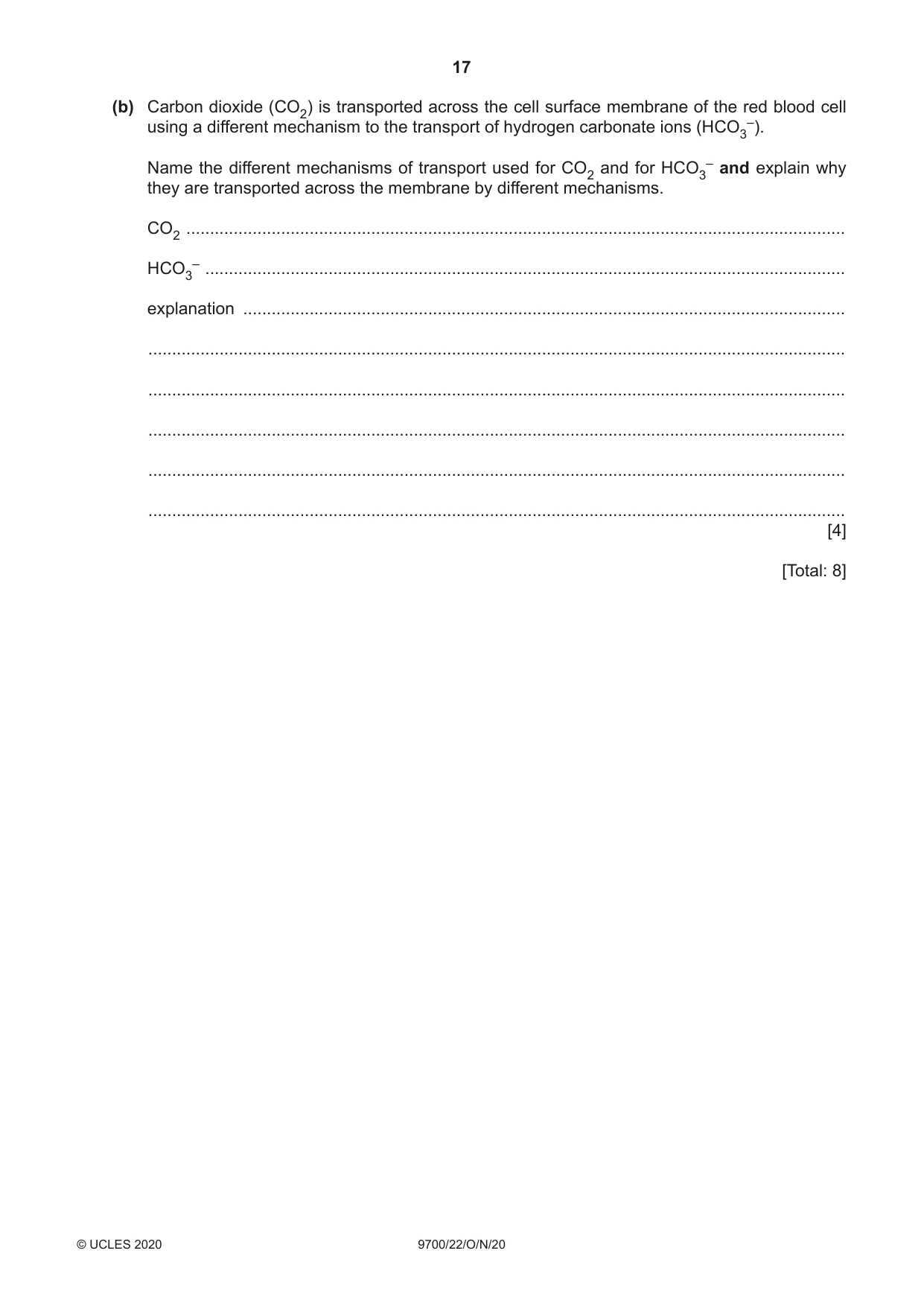 Cambridge A Level Biology 9700 2020 Oct/Nov Paper 2 · Variant 2 question paper, page 17 of 20