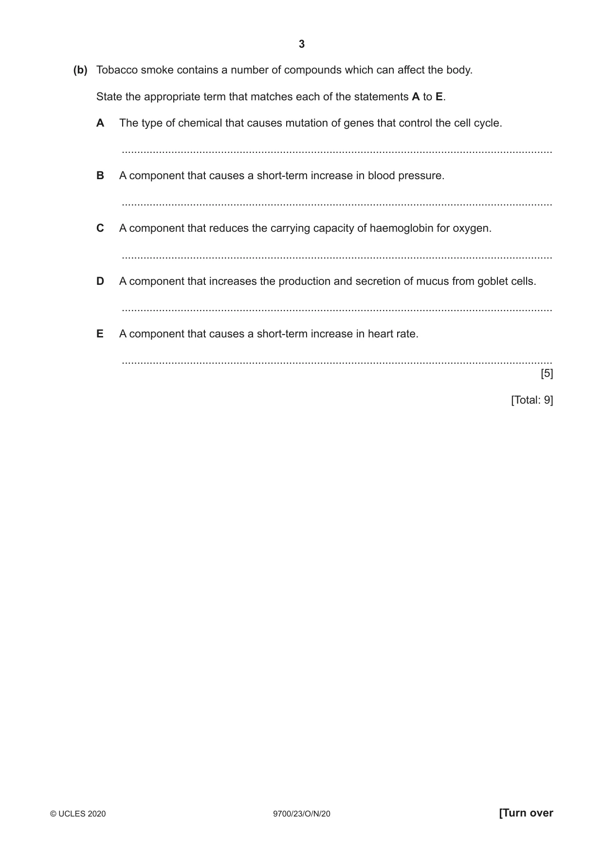 Cambridge A Level Biology 9700 2020 Oct/Nov Paper 2 · Variant 3 question paper, page 3 of 16