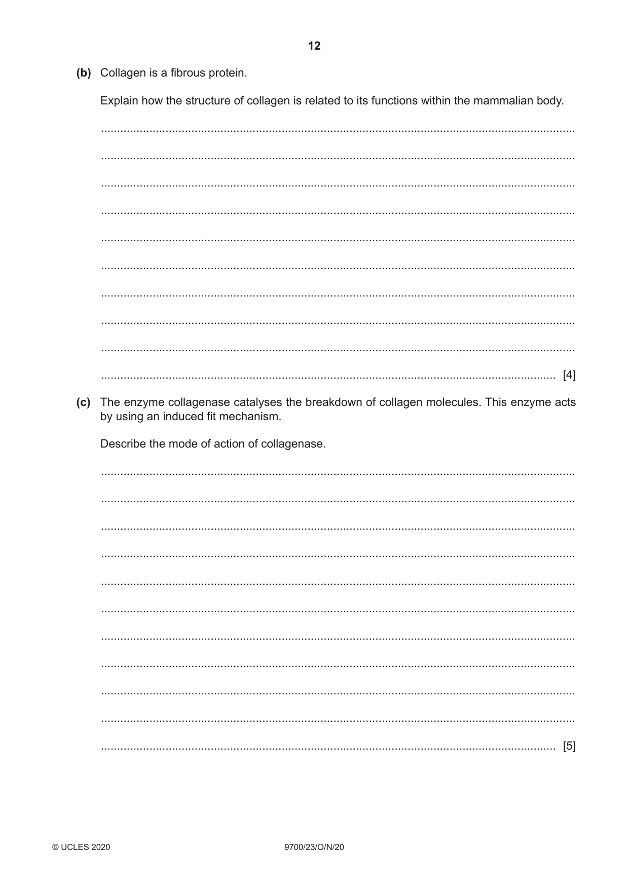Cambridge A Level Biology 9700 2020 Oct/Nov Paper 2 · Variant 3 question paper, page 12 of 16