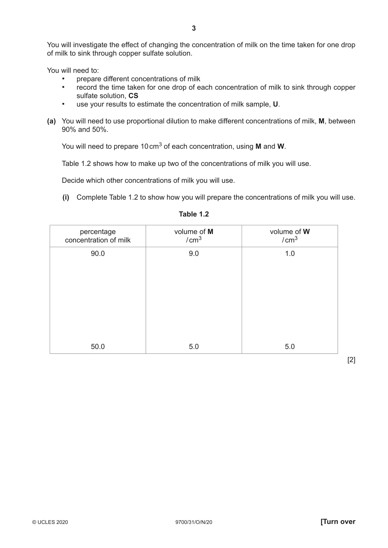 Cambridge A Level Biology 9700 2020 Oct/Nov Paper 3 · Variant 1 question paper, page 3 of 16