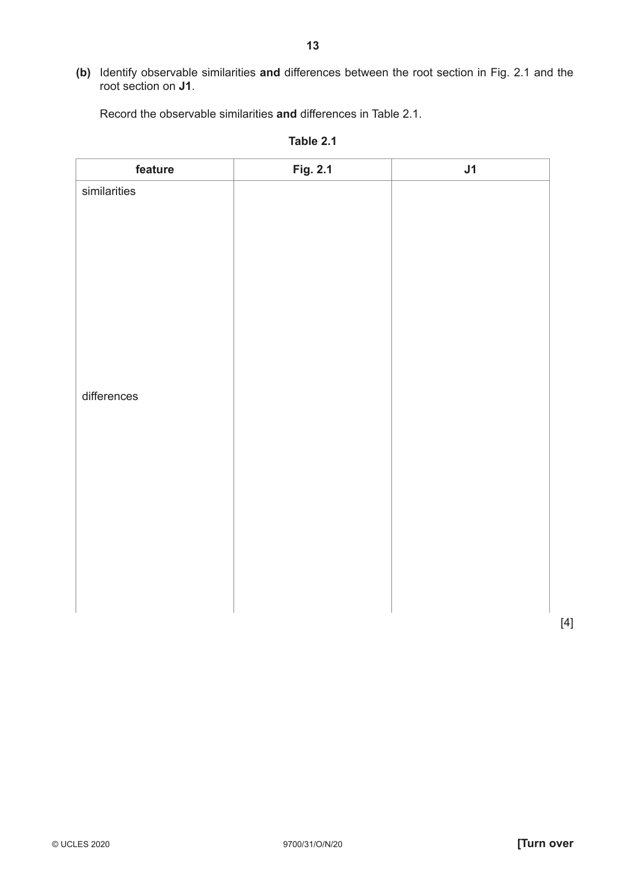 Cambridge A Level Biology 9700 2020 Oct/Nov Paper 3 · Variant 1 question paper, page 13 of 16