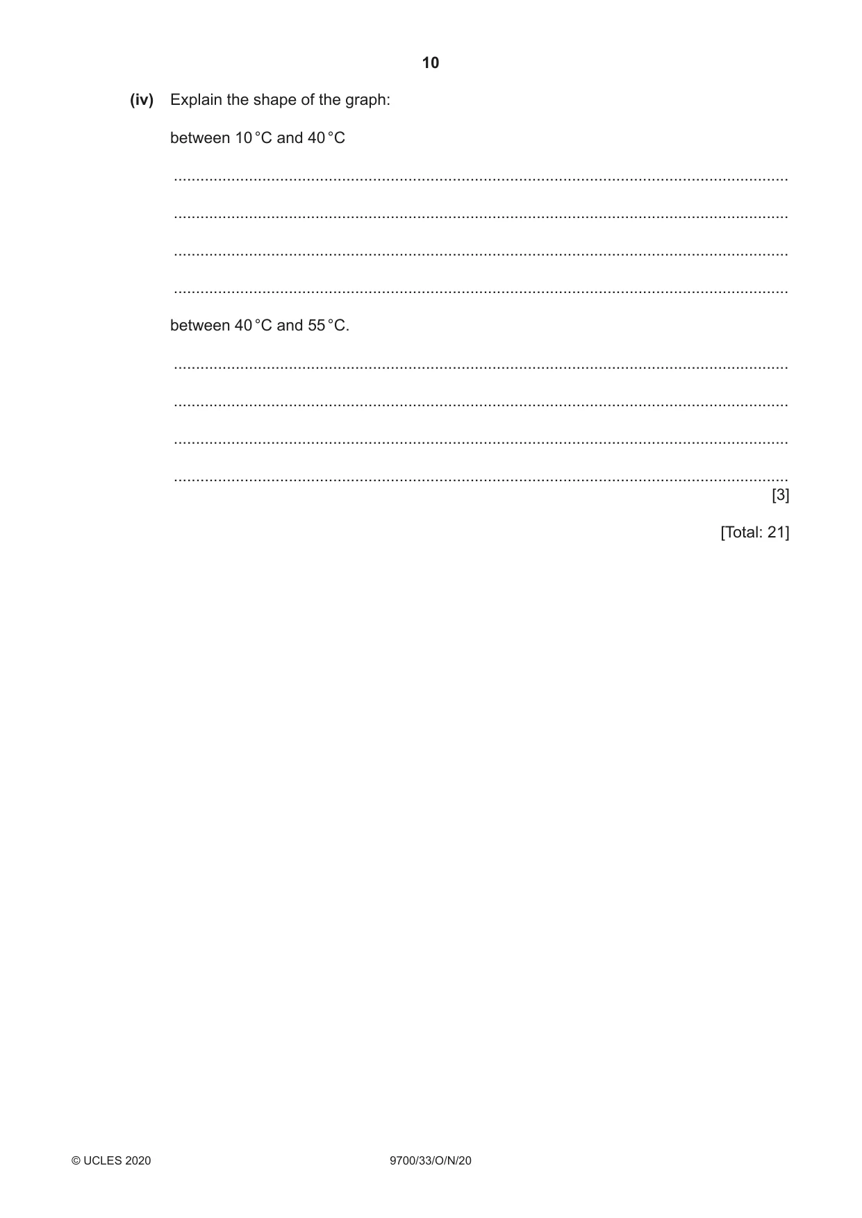 Cambridge A Level Biology 9700 2020 Oct/Nov Paper 3 · Variant 3 question paper, page 10 of 16