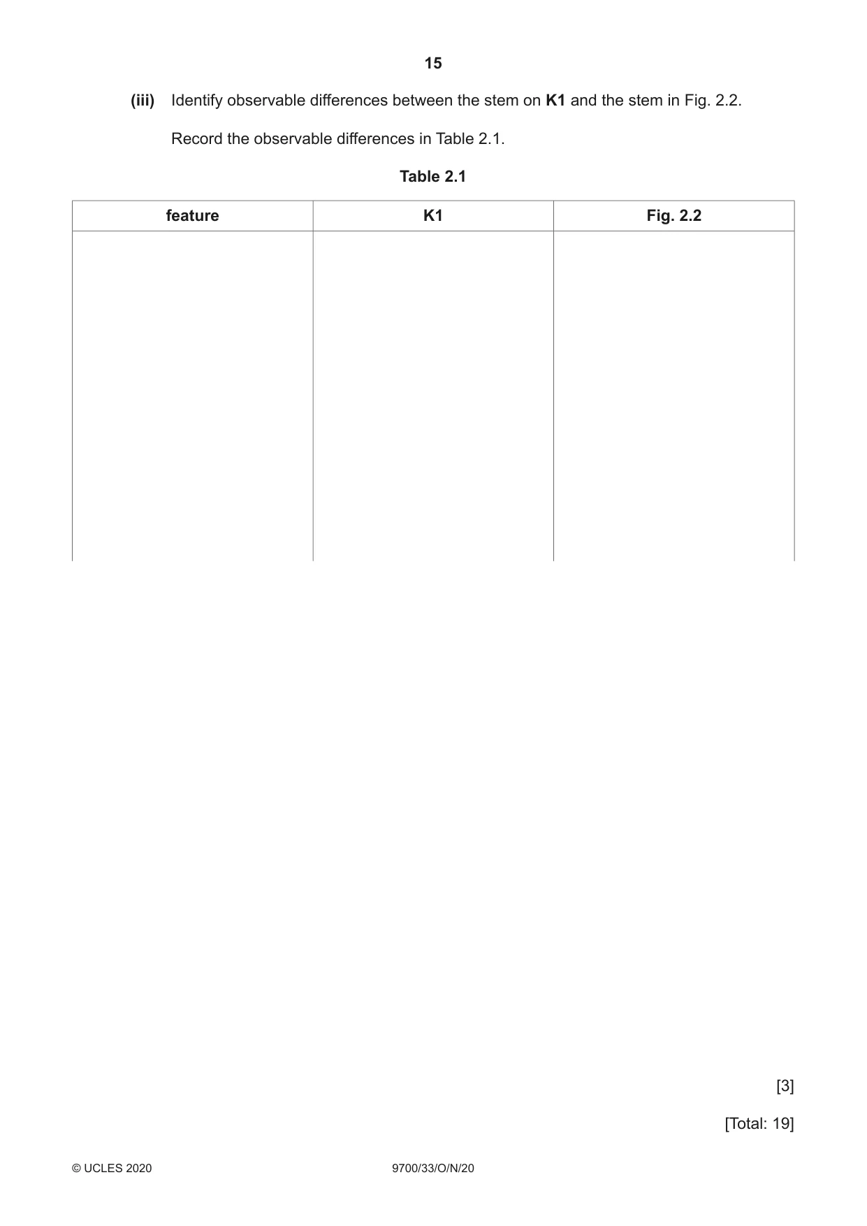 Cambridge A Level Biology 9700 2020 Oct/Nov Paper 3 · Variant 3 question paper, page 15 of 16