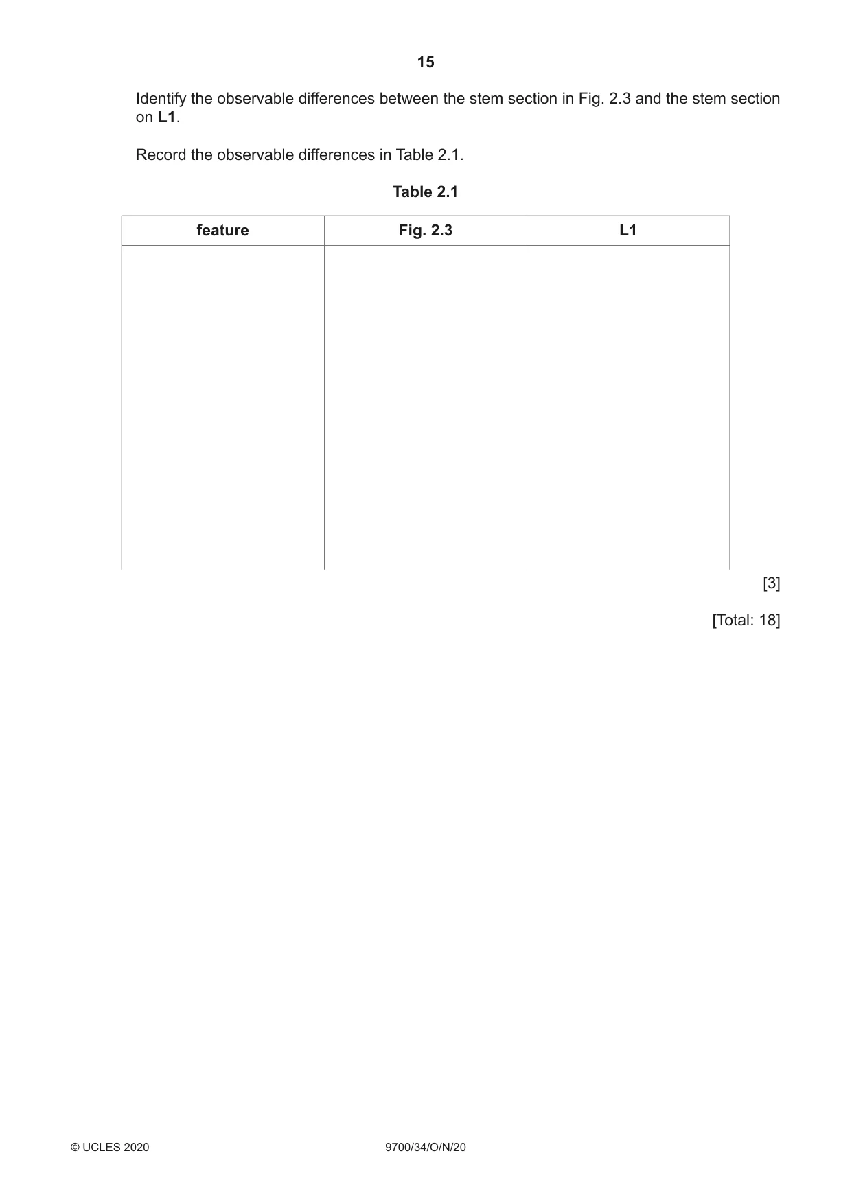 Cambridge A Level Biology 9700 2020 Oct/Nov Paper 3 · Variant 4 question paper, page 15 of 16