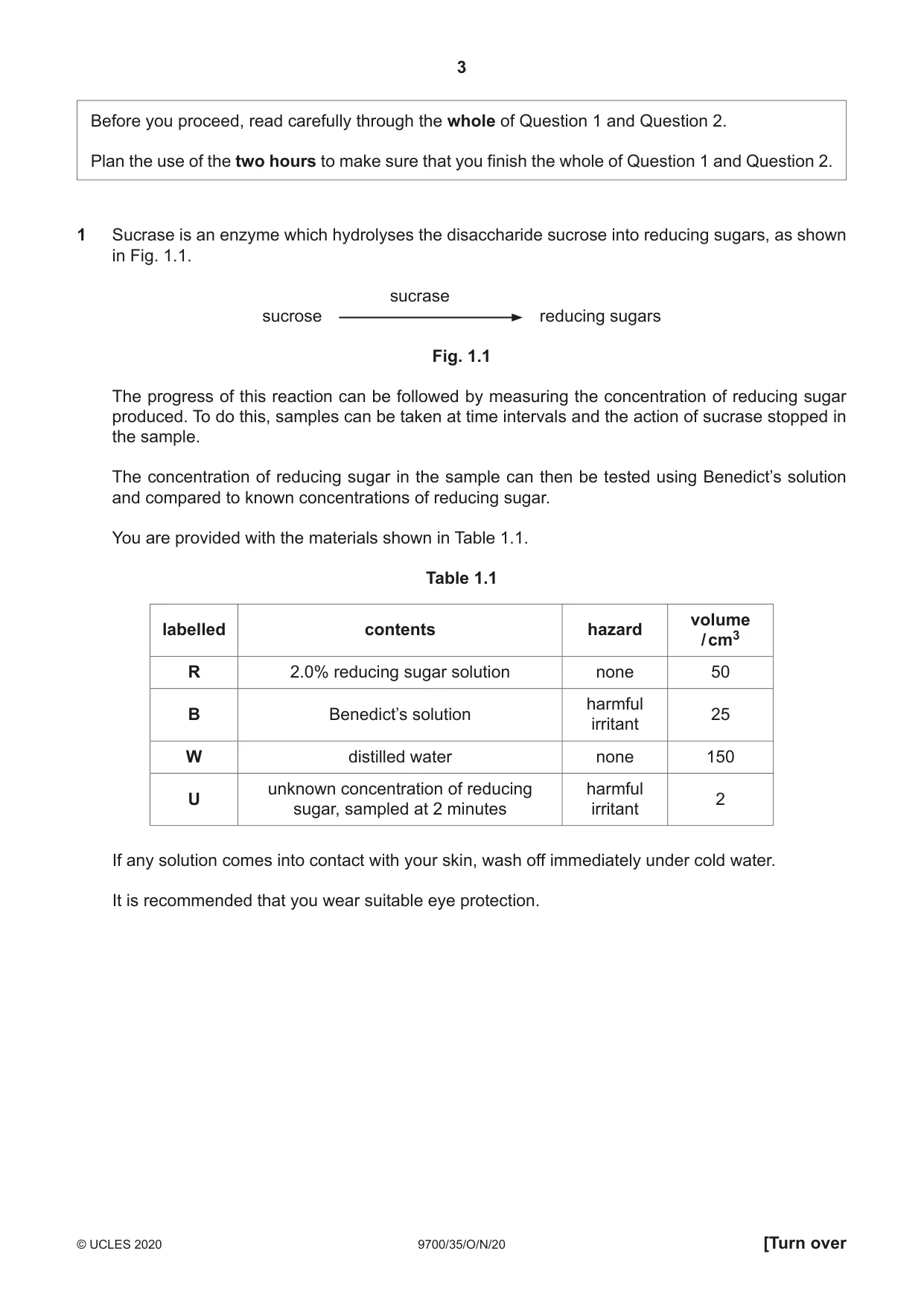 Cambridge A Level Biology 9700 2020 Oct/Nov Paper 3 · Variant 5 question paper, page 3 of 16