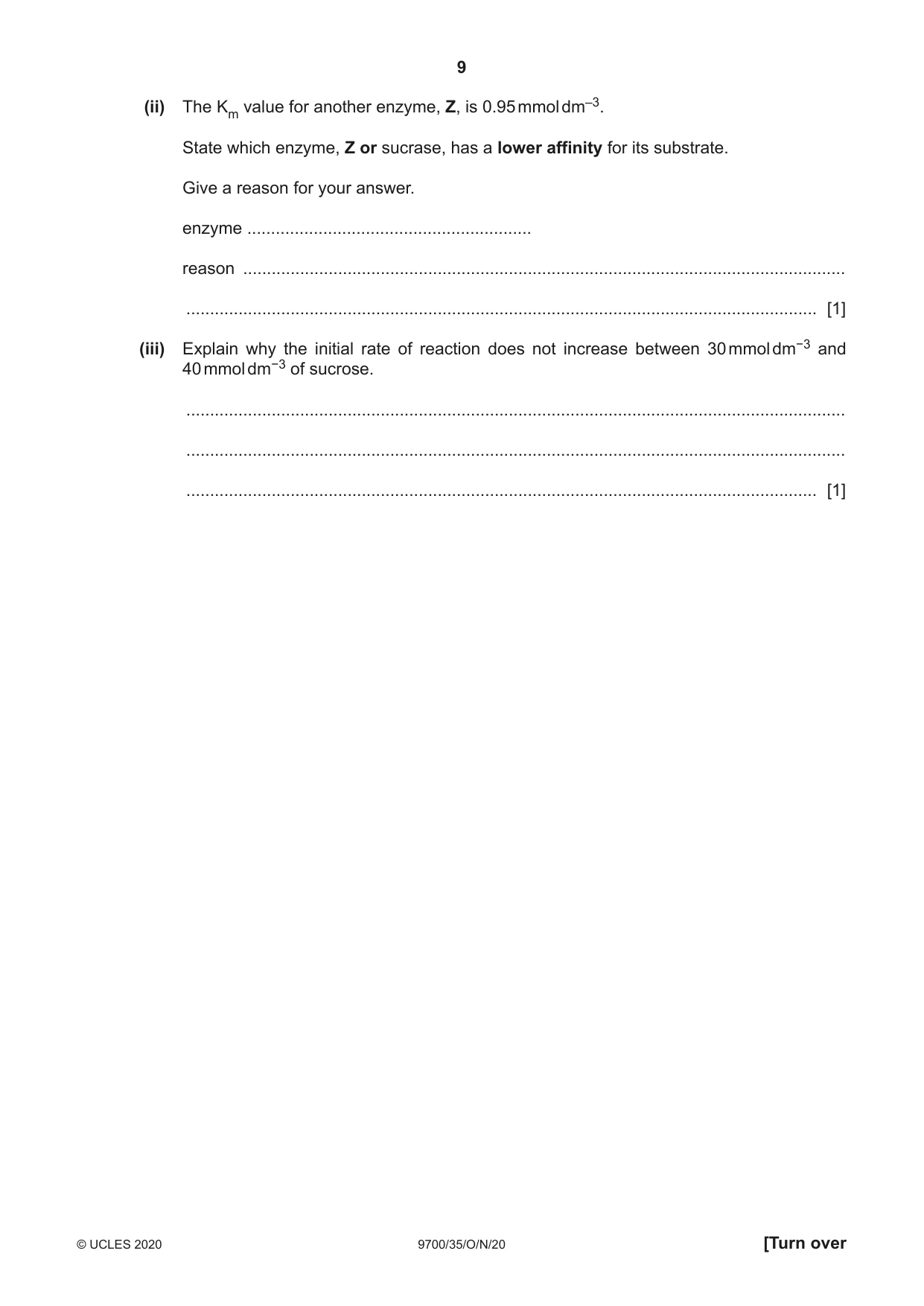 Cambridge A Level Biology 9700 2020 Oct/Nov Paper 3 · Variant 5 question paper, page 9 of 16