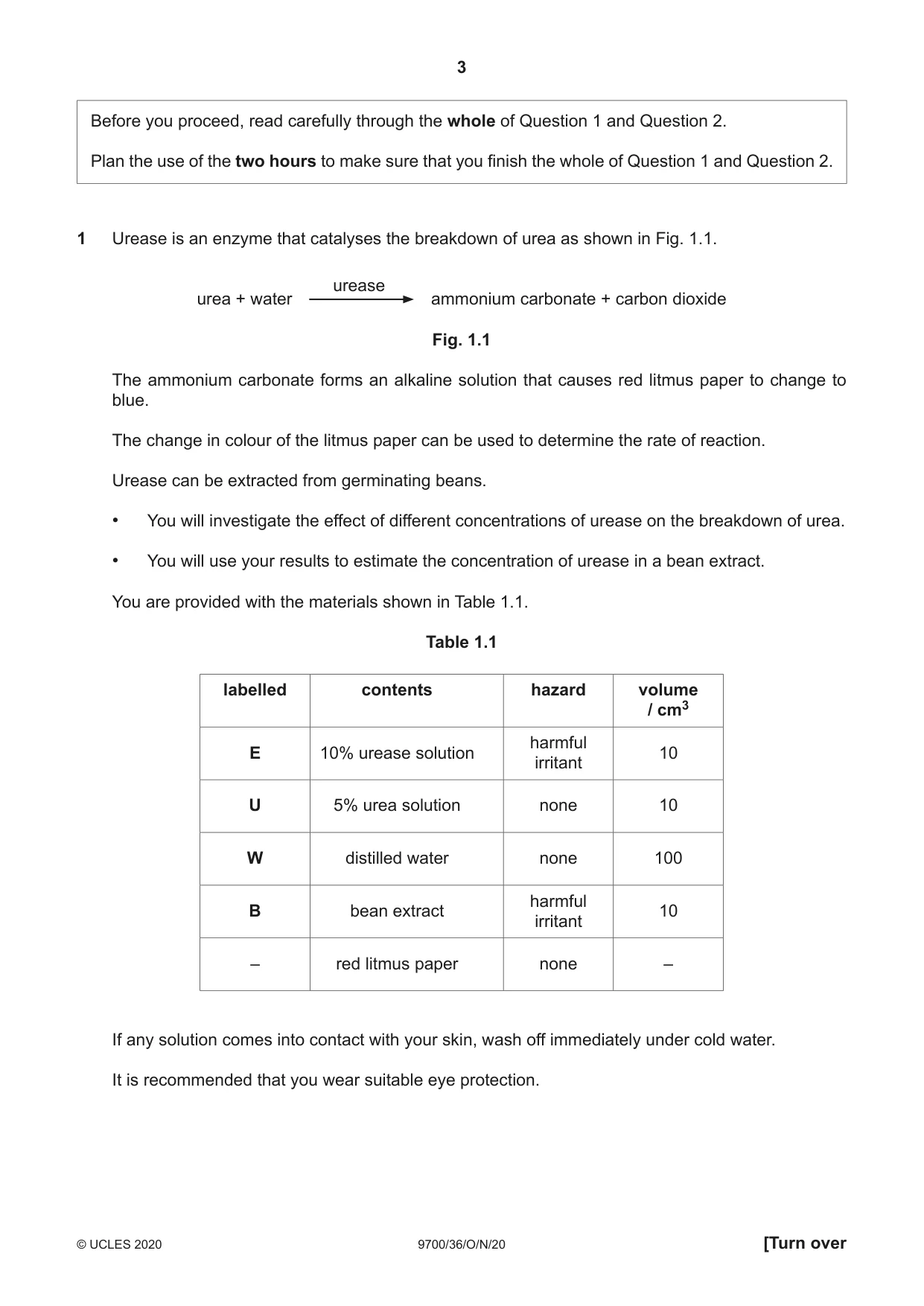Cambridge A Level Biology 9700 2020 Oct/Nov Paper 3 · Variant 6 question paper, page 3 of 12