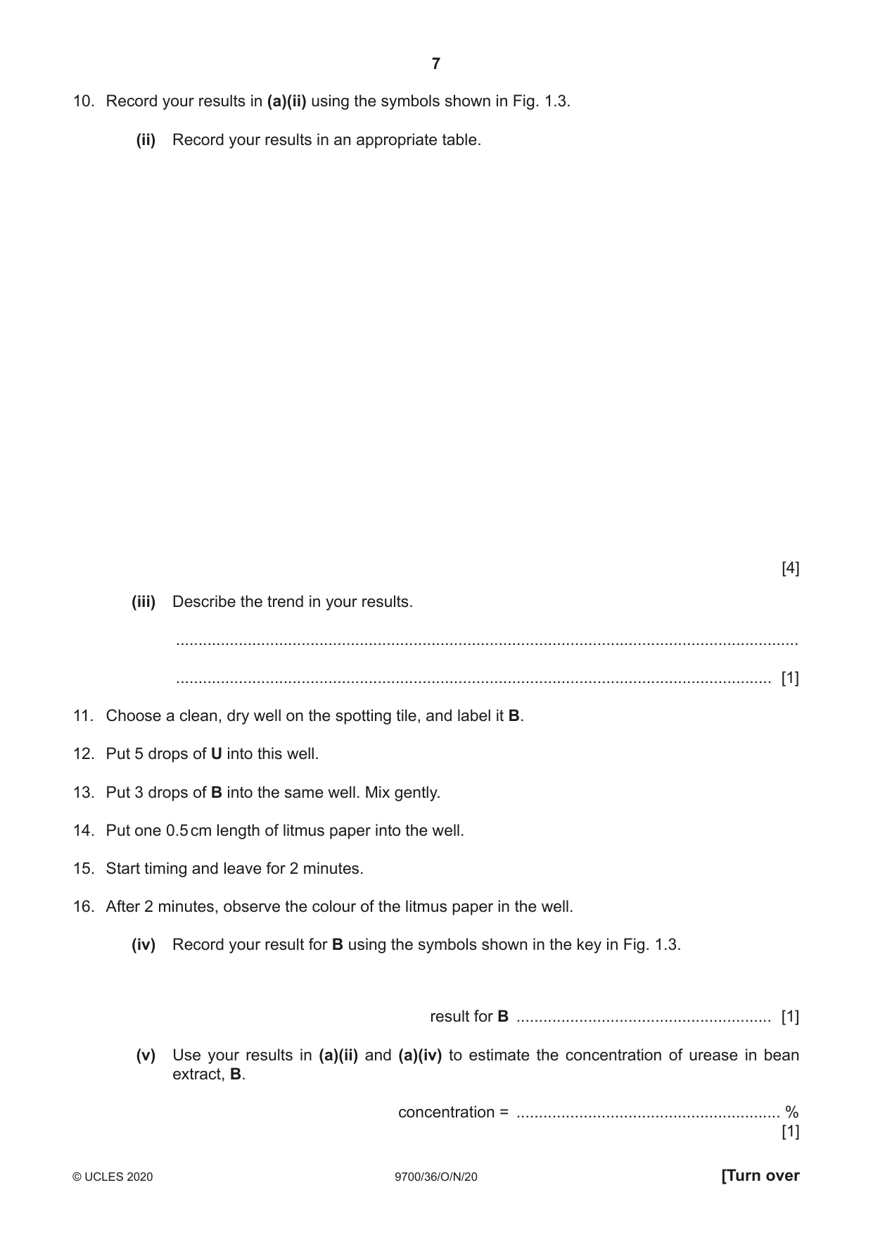 Cambridge A Level Biology 9700 2020 Oct/Nov Paper 3 · Variant 6 question paper, page 7 of 12