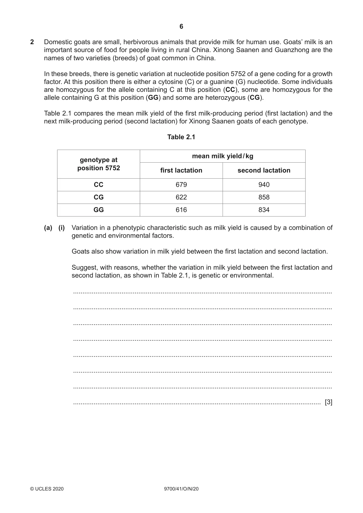 Cambridge A Level Biology 9700 2020 Oct/Nov Paper 4 · Variant 1 question paper, page 6 of 28