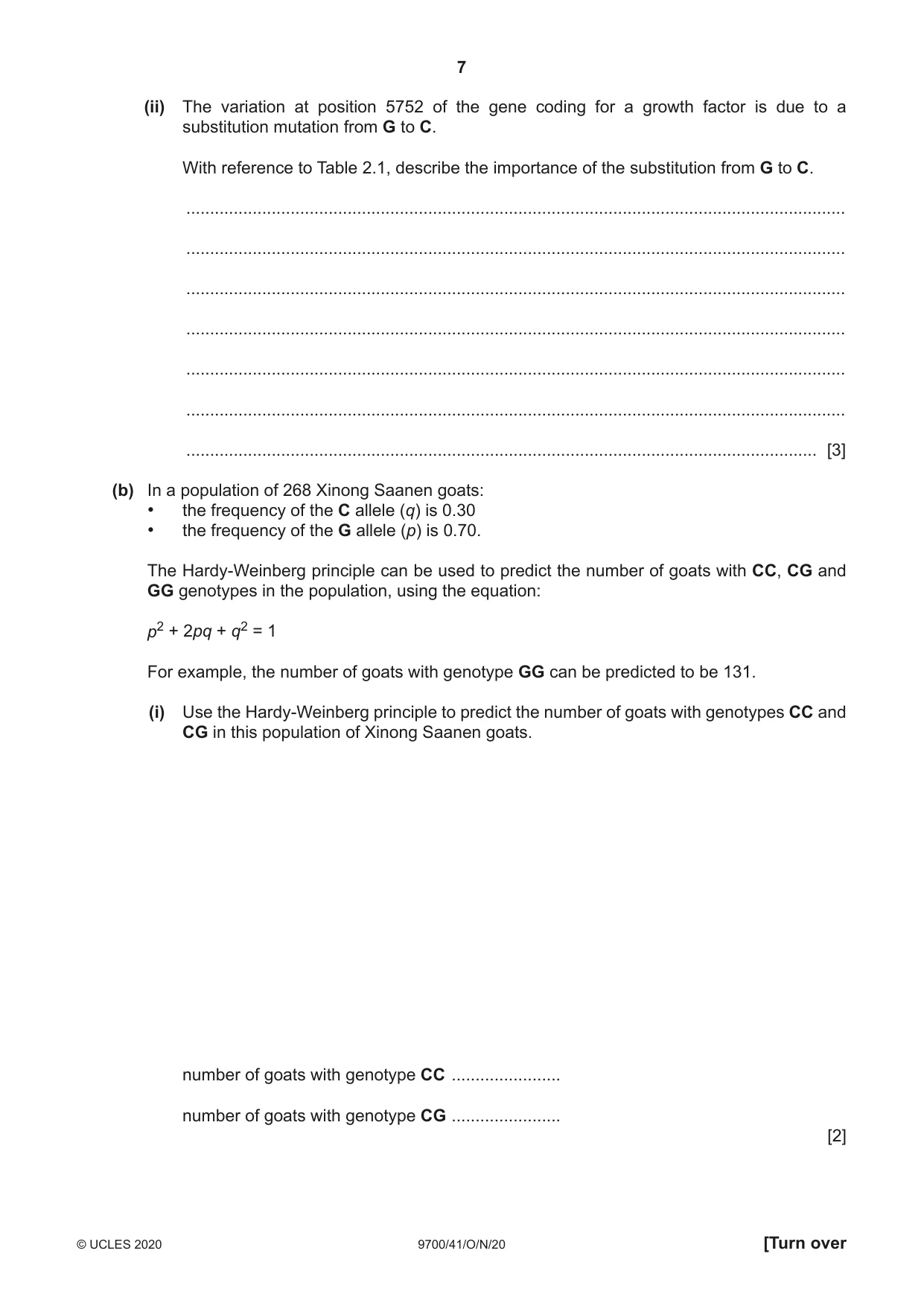 Cambridge A Level Biology 9700 2020 Oct/Nov Paper 4 · Variant 1 question paper, page 7 of 28